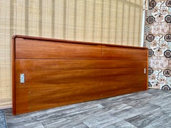 Danish Mid Century Modern Style Teak King Headboard With Storage. Circa 1980s