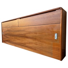 Danish Mid Century Modern Style Teak King Headboard With Storage. Circa 1980s