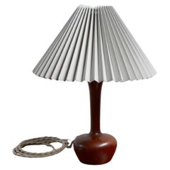 Danish Mid-Century Modern Table Lamp in Turned Teak and inlayed brass, 1960s