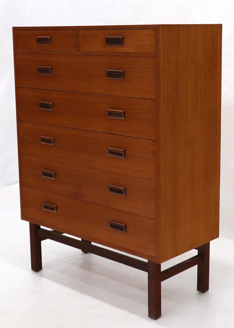 Danish Mid Century Modern Tall High Boy Chest Of 7 Drawers Dresser