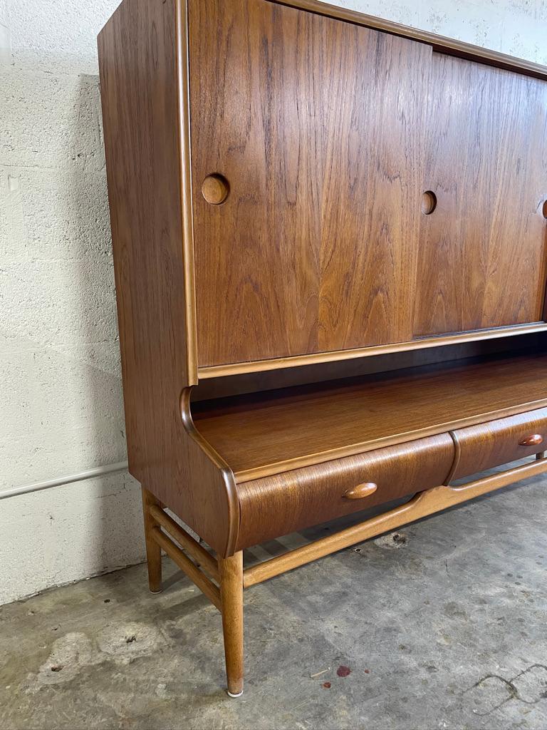 Danish Mid Century Modern Tall Sideboard or Buffet In Good Condition For Sale In Fort Lauderdale, FL