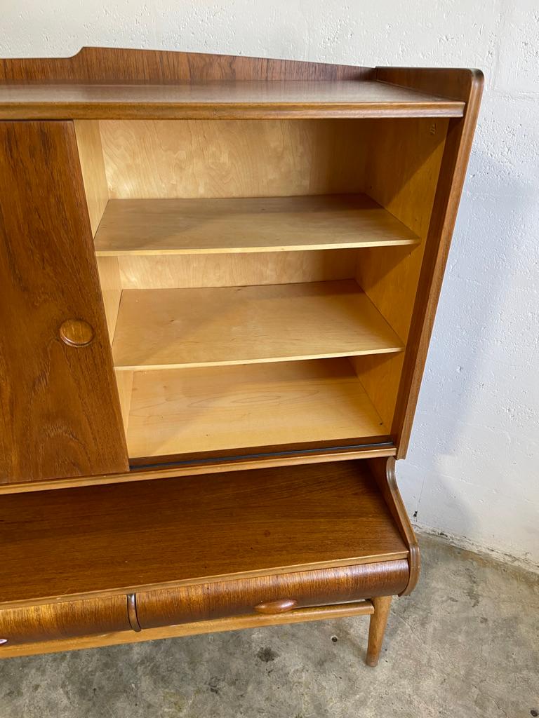 Wood Danish Mid Century Modern Tall Sideboard or Buffet For Sale