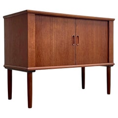 DANISH Mid Century MODERN Tambour Door Credenza / Vinyl Record STORAGE