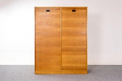 Danish Mid-Century Modern Tambour Door Oak File Cabinet