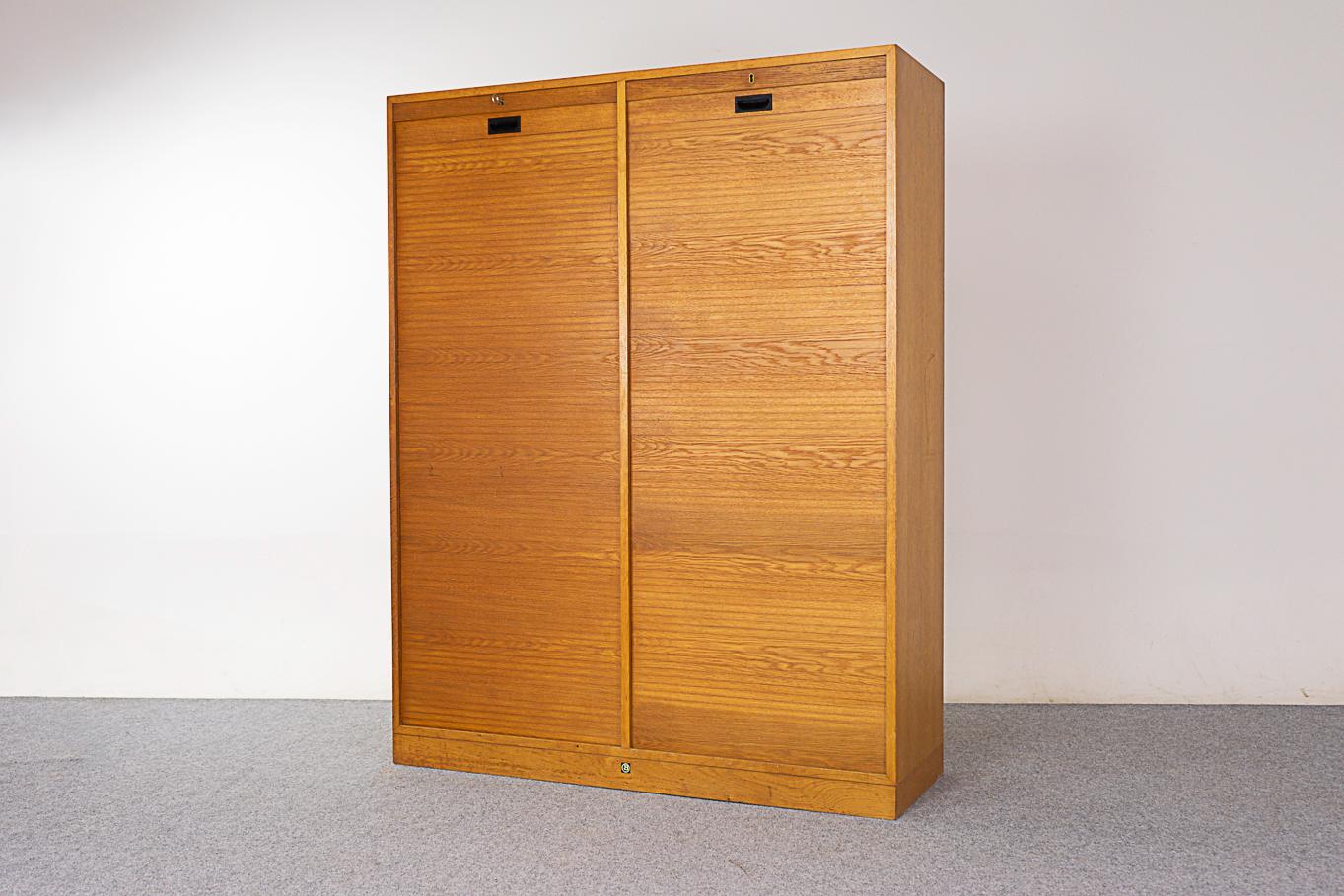 Danish Mid-Century Modern Tambour Door Oak File Cabinet  For Sale 2