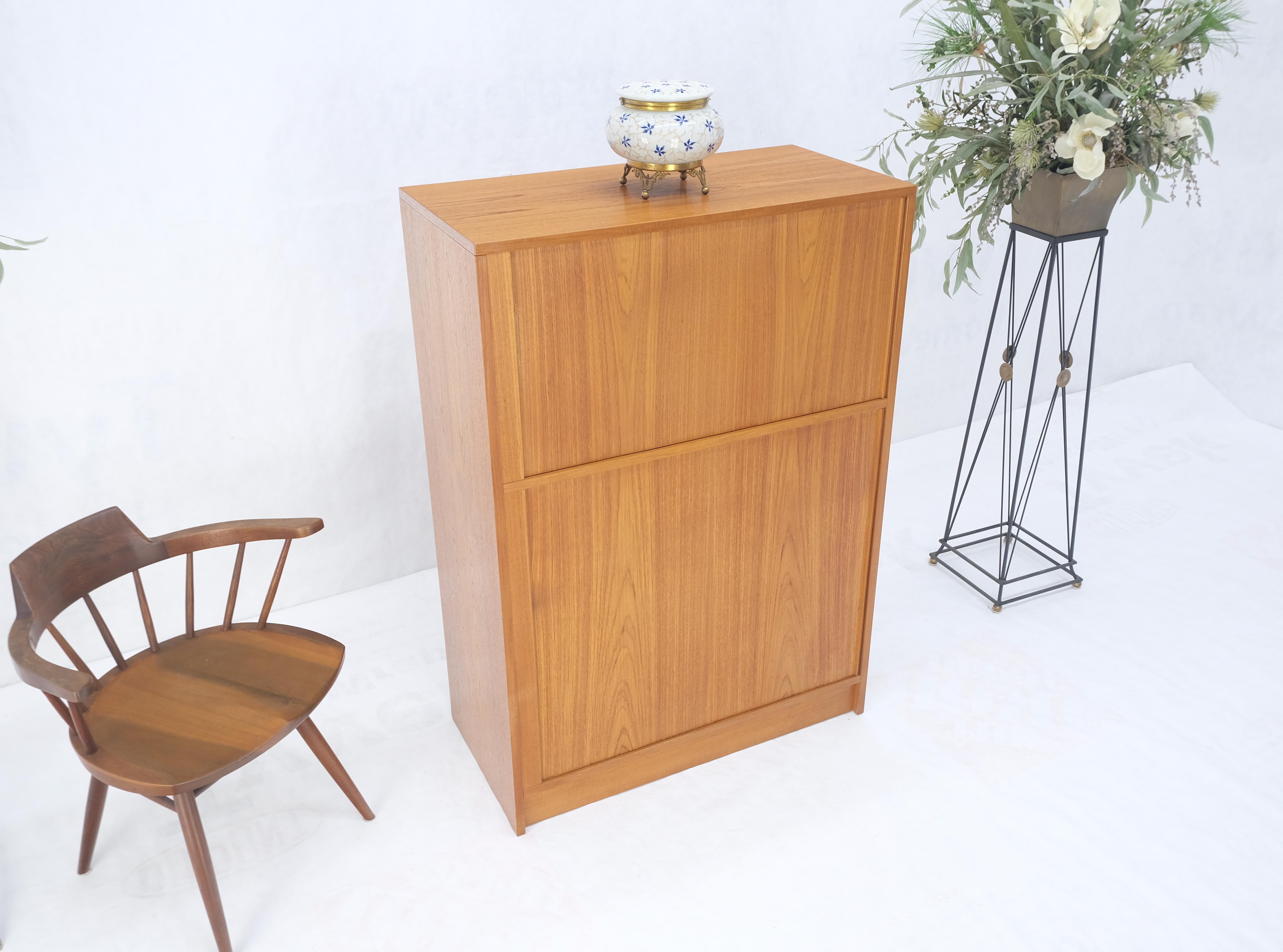 Danish Mid Century Modern Tambour Doors Multi Compartment 4 Drawer Shelves Chest For Sale 4