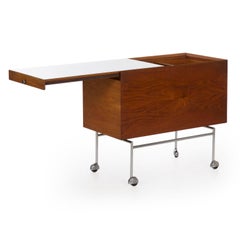 Danish Mid-Century Modern Teak and Aluminum Bar Cart by Poul Nørreklit