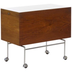 Danish Mid-Century Modern Teak and Aluminum Bar Cart by Poul Nørreklit