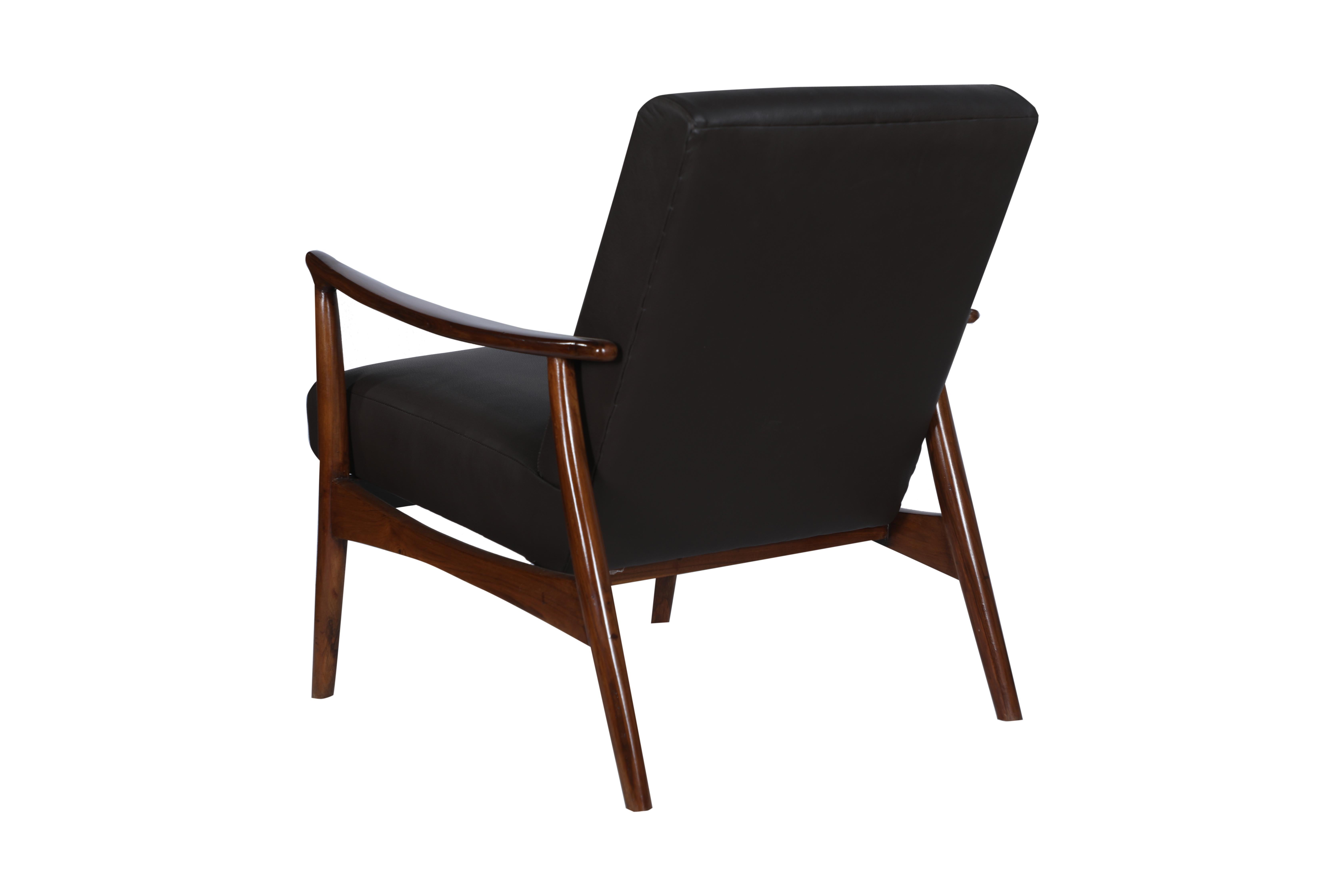 Danish Mid-Century Modern Teak and Leather Club Side Chair In Good Condition In Nantucket, MA