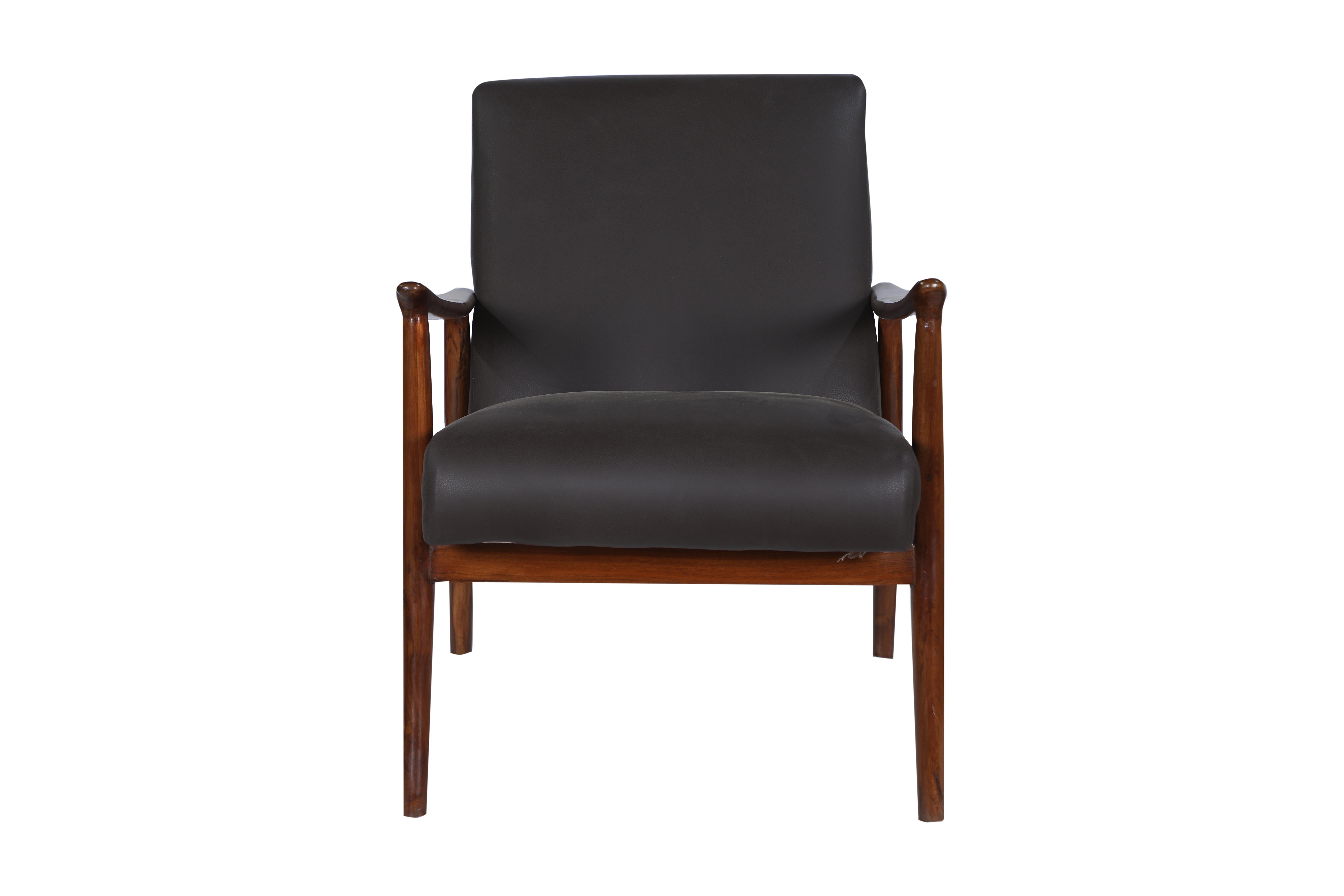 20th Century Danish Mid-Century Modern Teak and Leather Club Side Chair