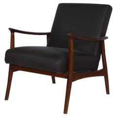 Danish Mid-Century Modern Teak and Leather Club Side Chair