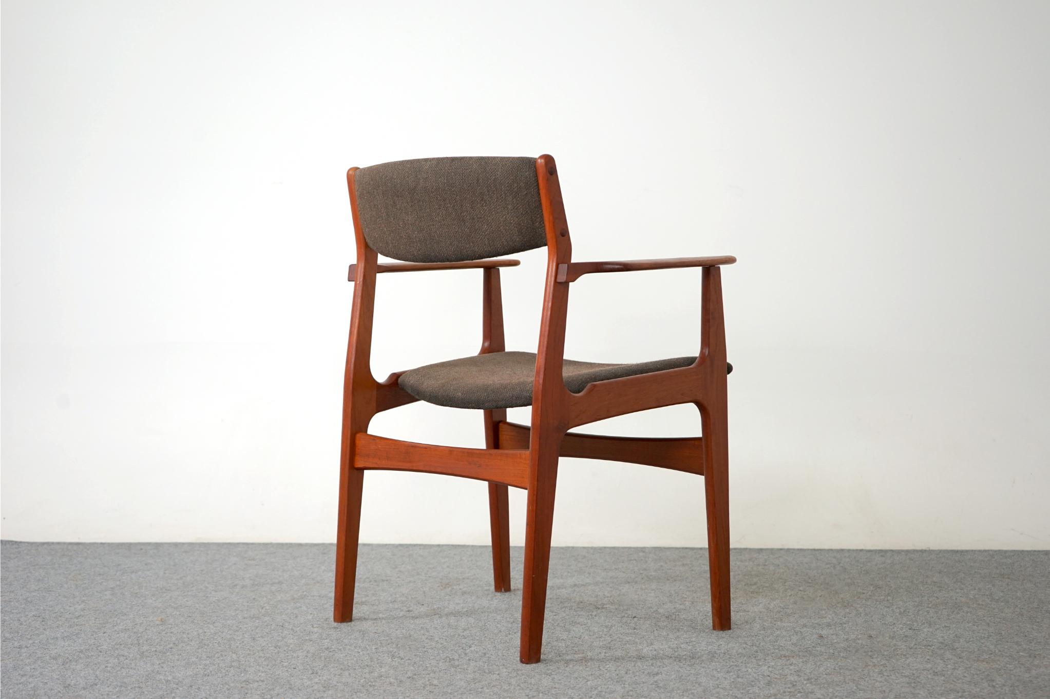 Fabric Danish Mid-Century Modern Teak Arm Chair