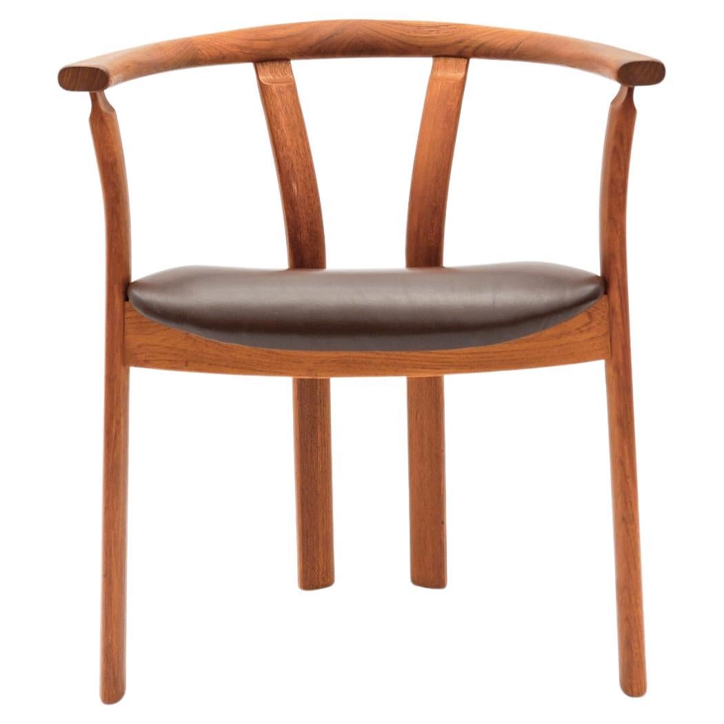 Danish Mid Century Modern Teak Armrest Desk Chair, 1960s For Sale
