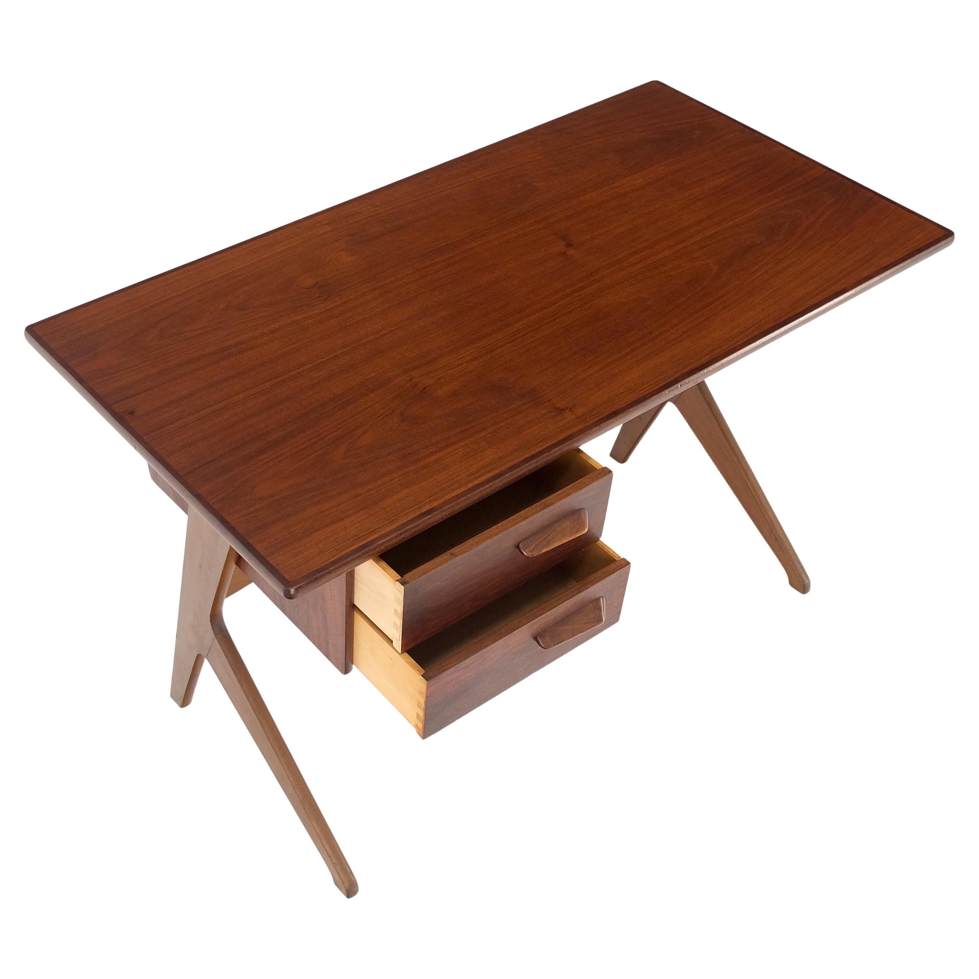 Danish Mid-Century Modern teak asymmetrical z shape base low profile desk mint!