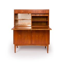 Danish Mid-Century Modern Teak Bar Hutch  Vintage Scandinavian Cocktail Cabinet