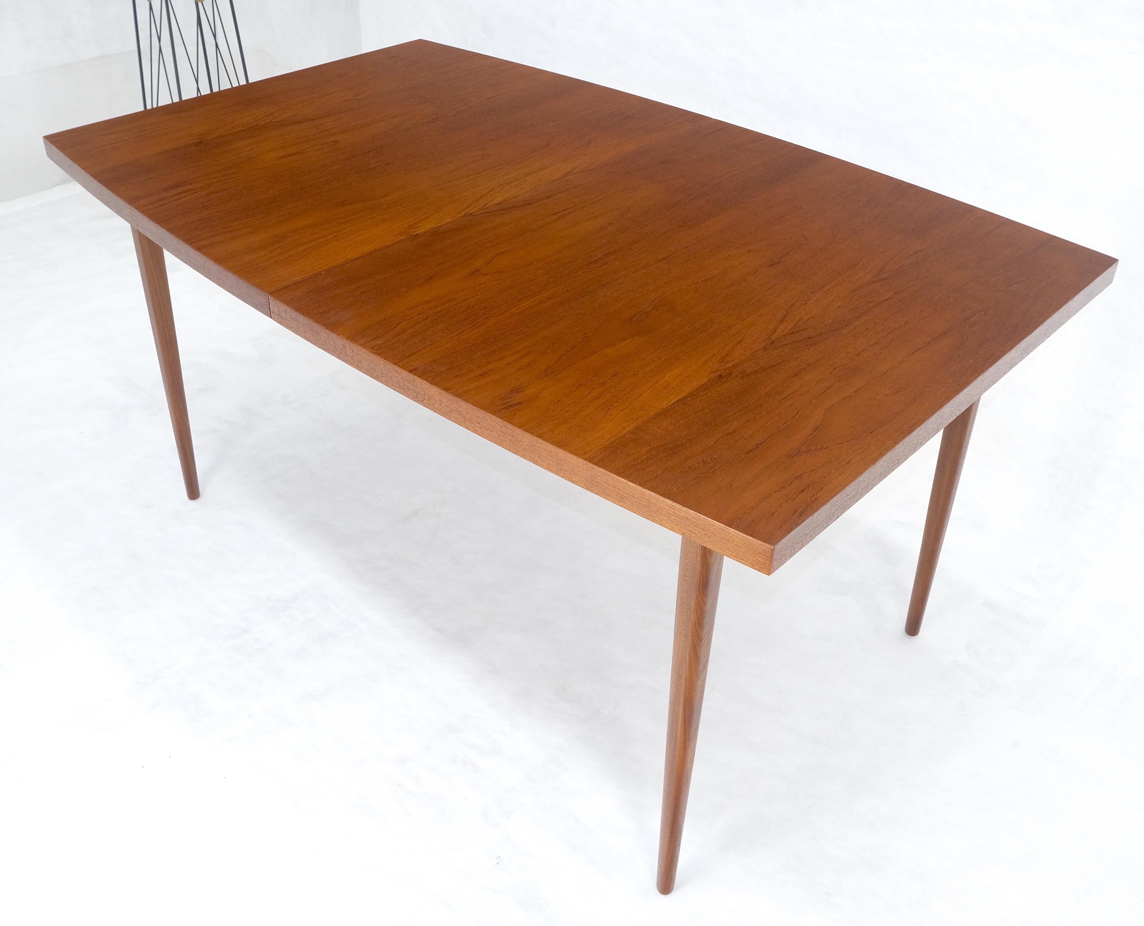 Danish Mid Century Modern Teak Boat Shape Dining Table w/ 3 12