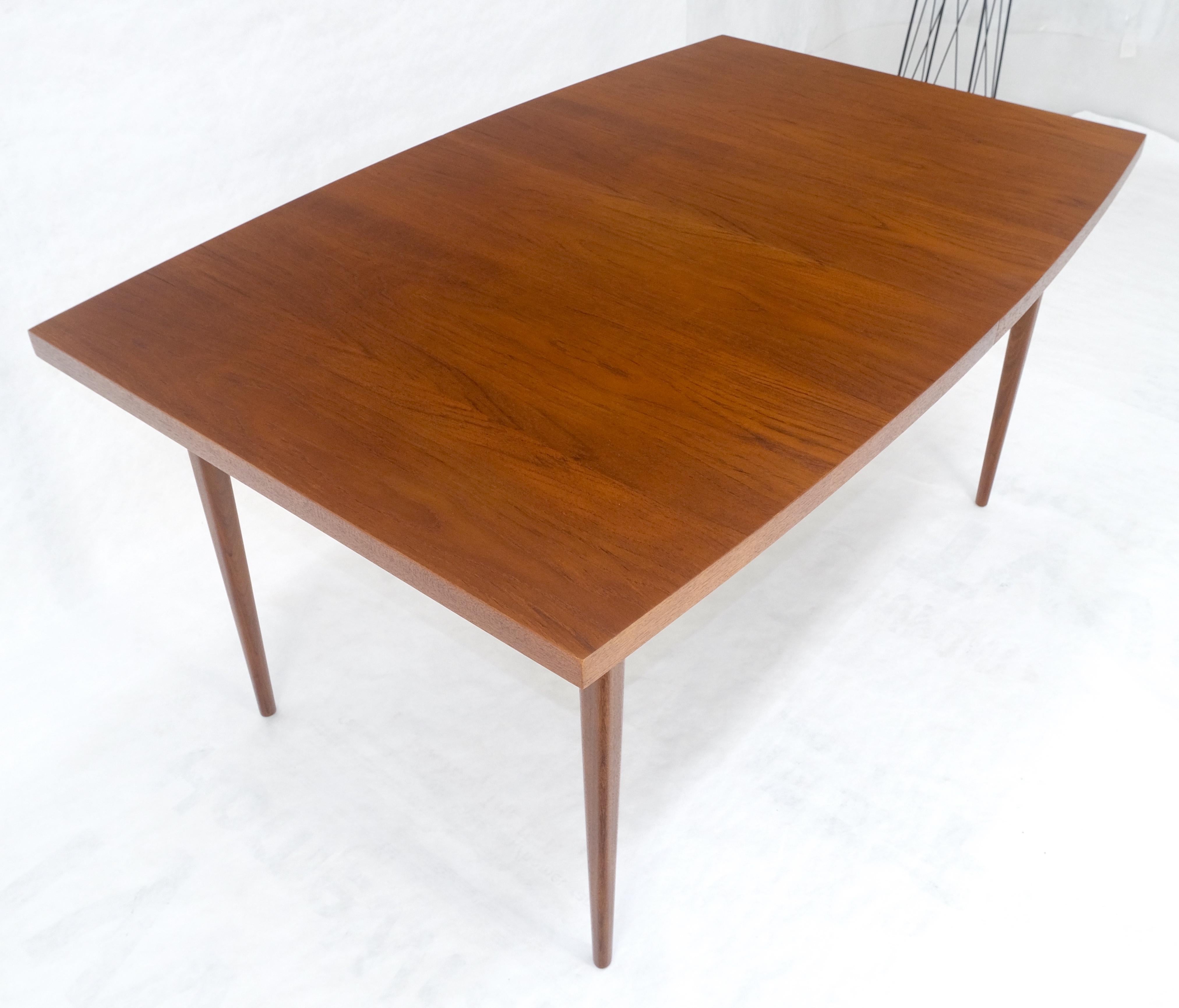 Danish Mid Century Modern Teak Boat Shape Dining Table w/ 3 12