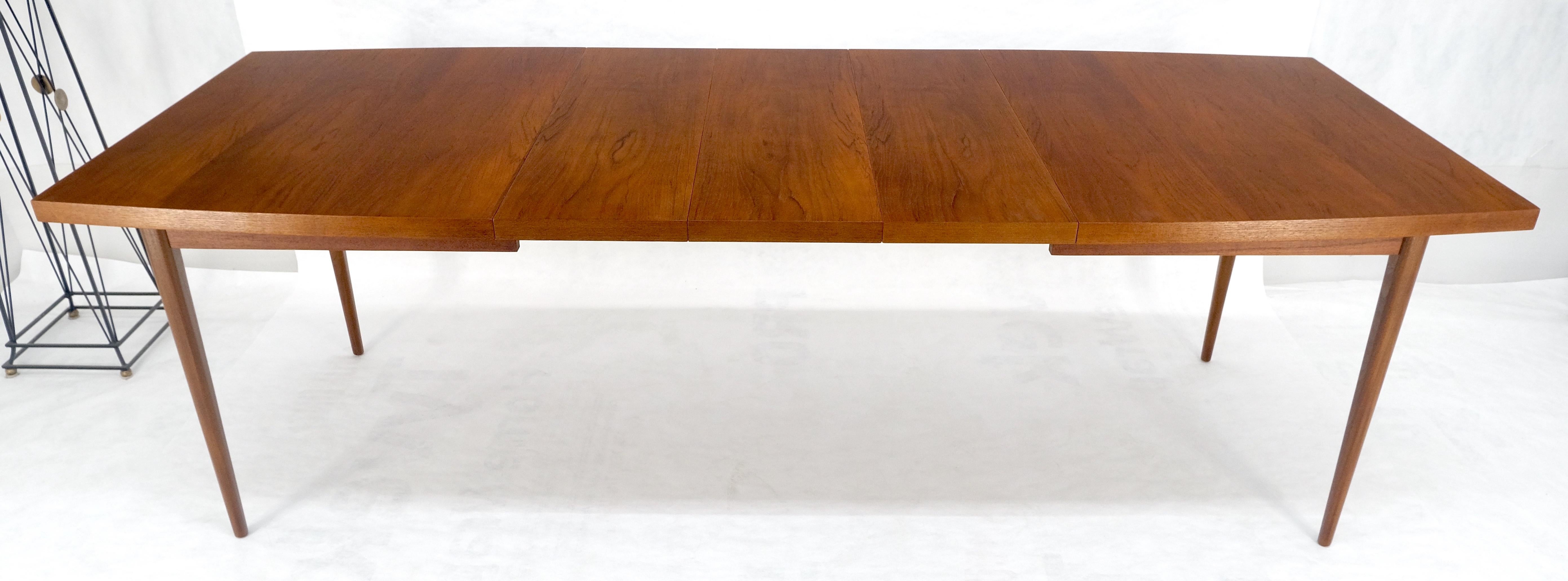 Danois Danish Mid Century Modern Teak Boat Shape Dining Table w/ 3 12