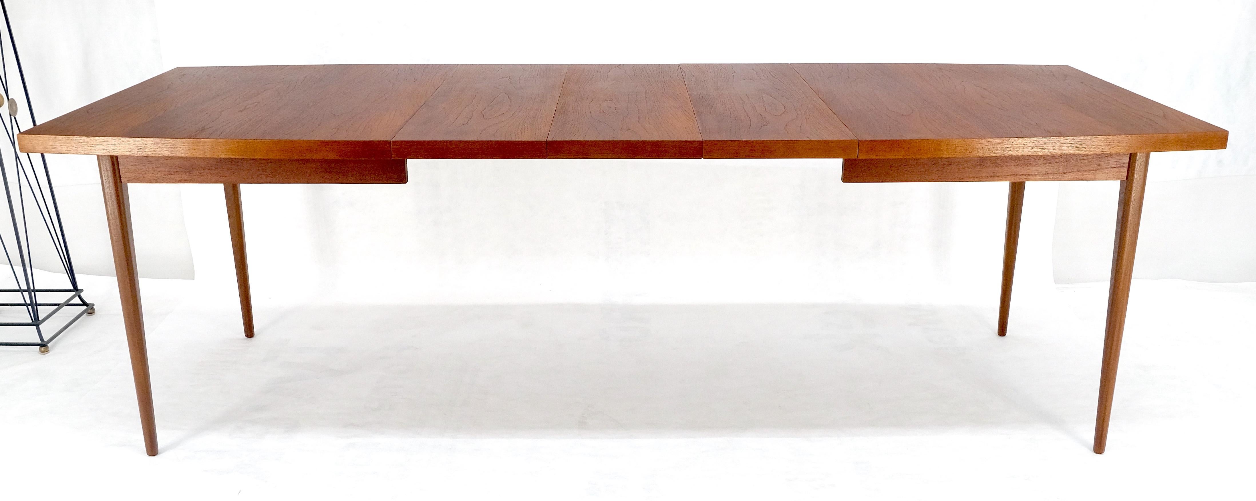 Laqué Danish Mid Century Modern Teak Boat Shape Dining Table w/ 3 12