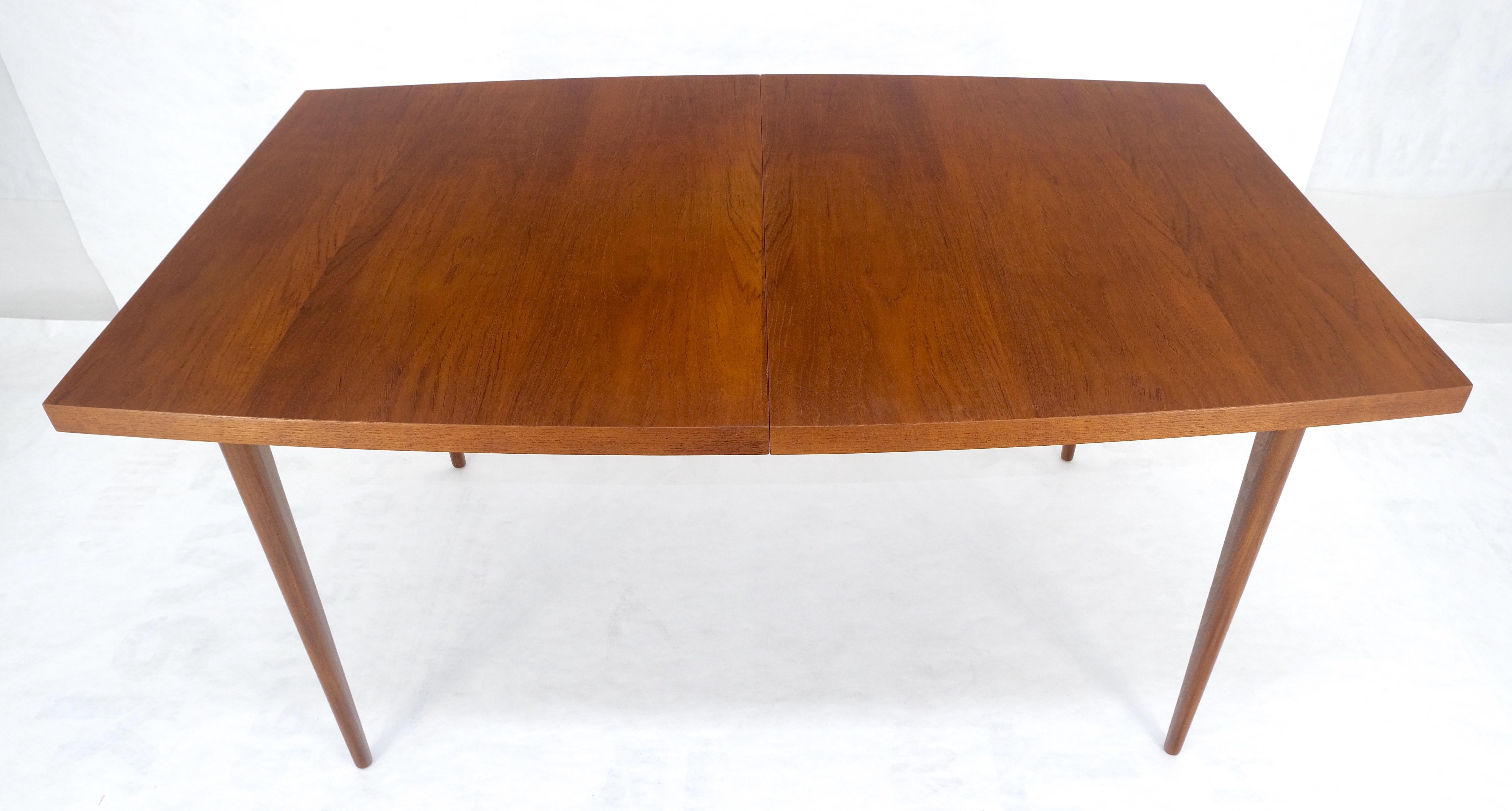 Danish Mid Century Modern Teak Boat Shape Dining Table w/ 3 12