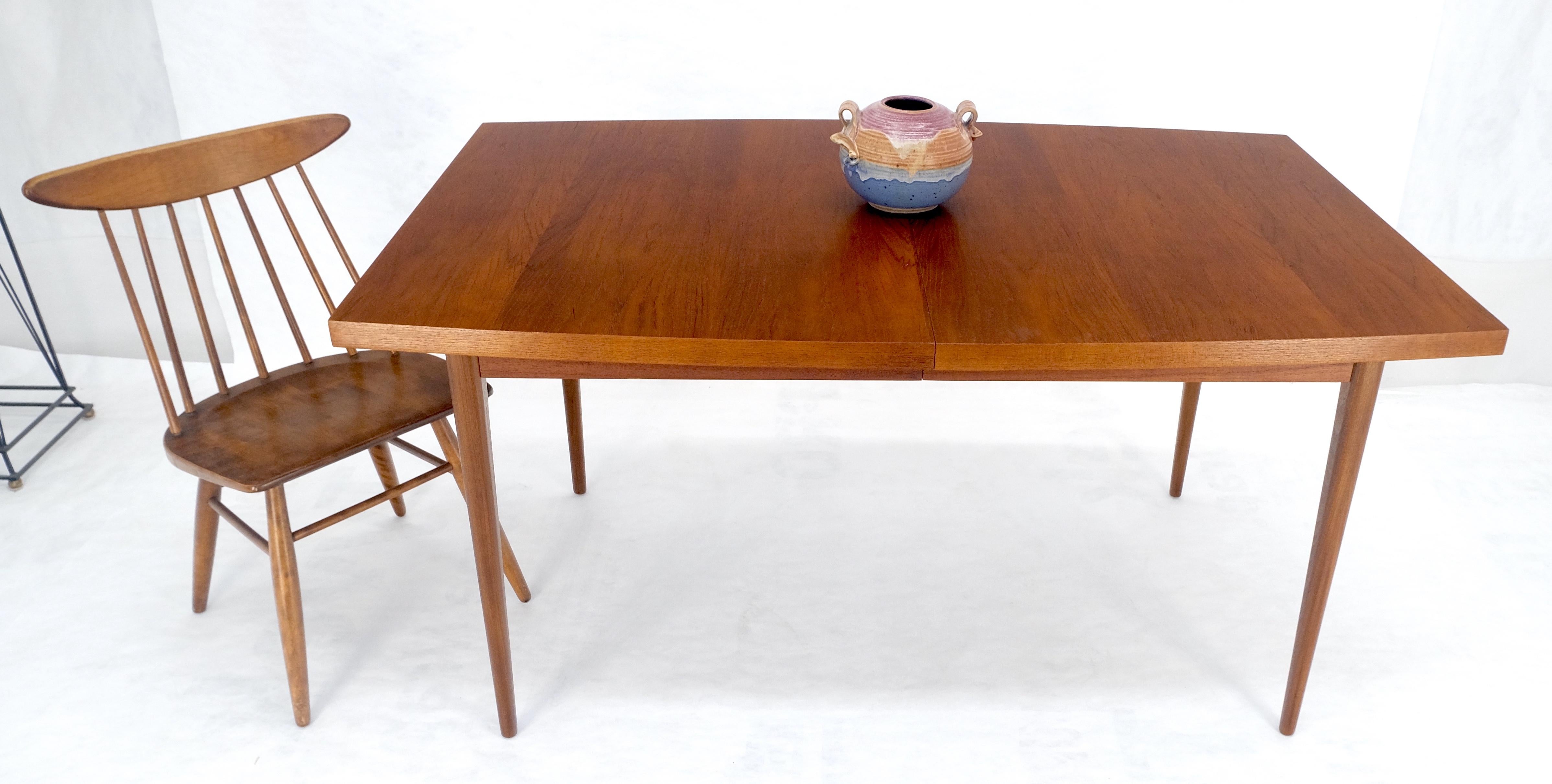 Danish Mid Century Modern Teak Boat Shape Dining Table w/ 3 12
