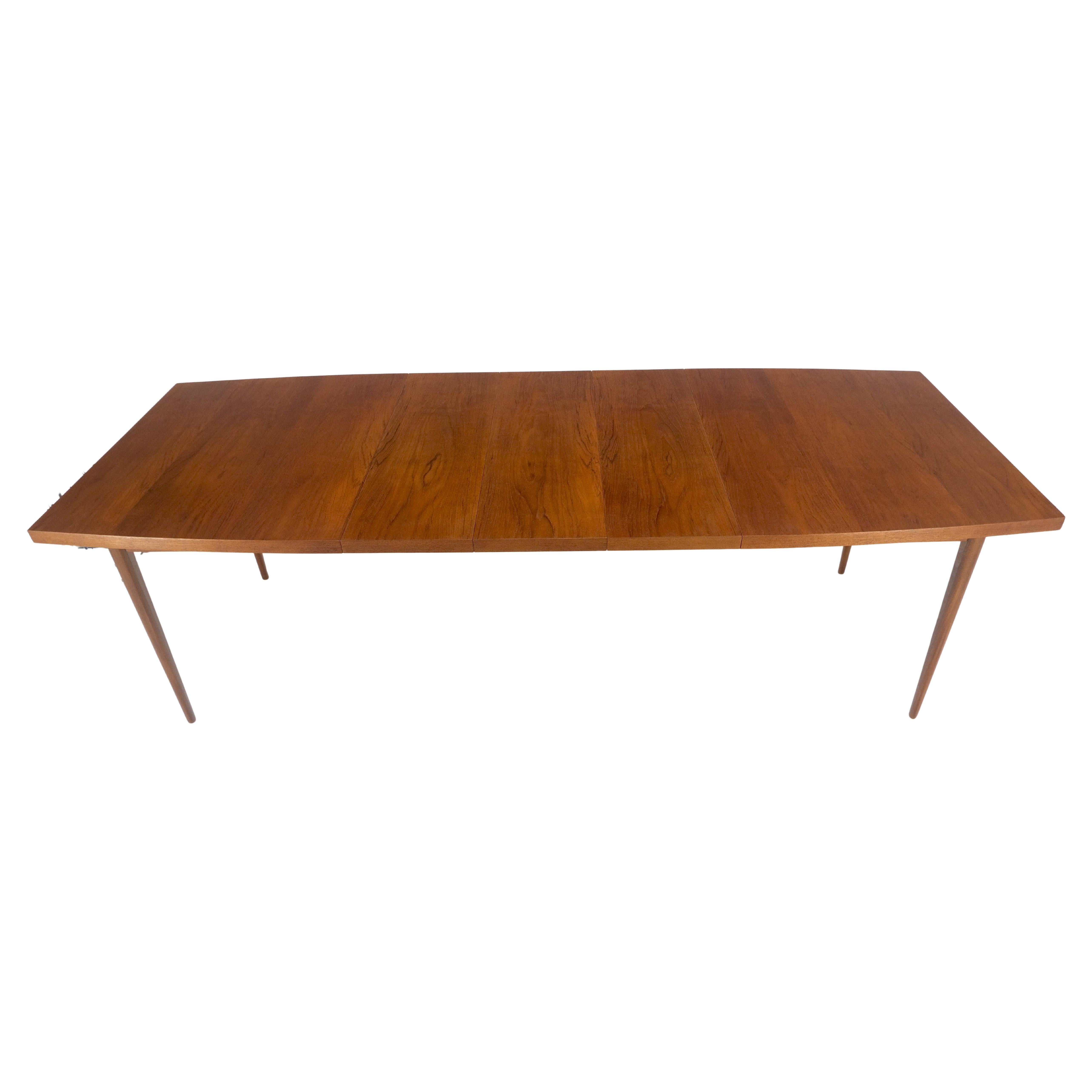 Danish Mid Century Modern Teak Boat Shape Dining Table w/ 3 12" Leaves MINT