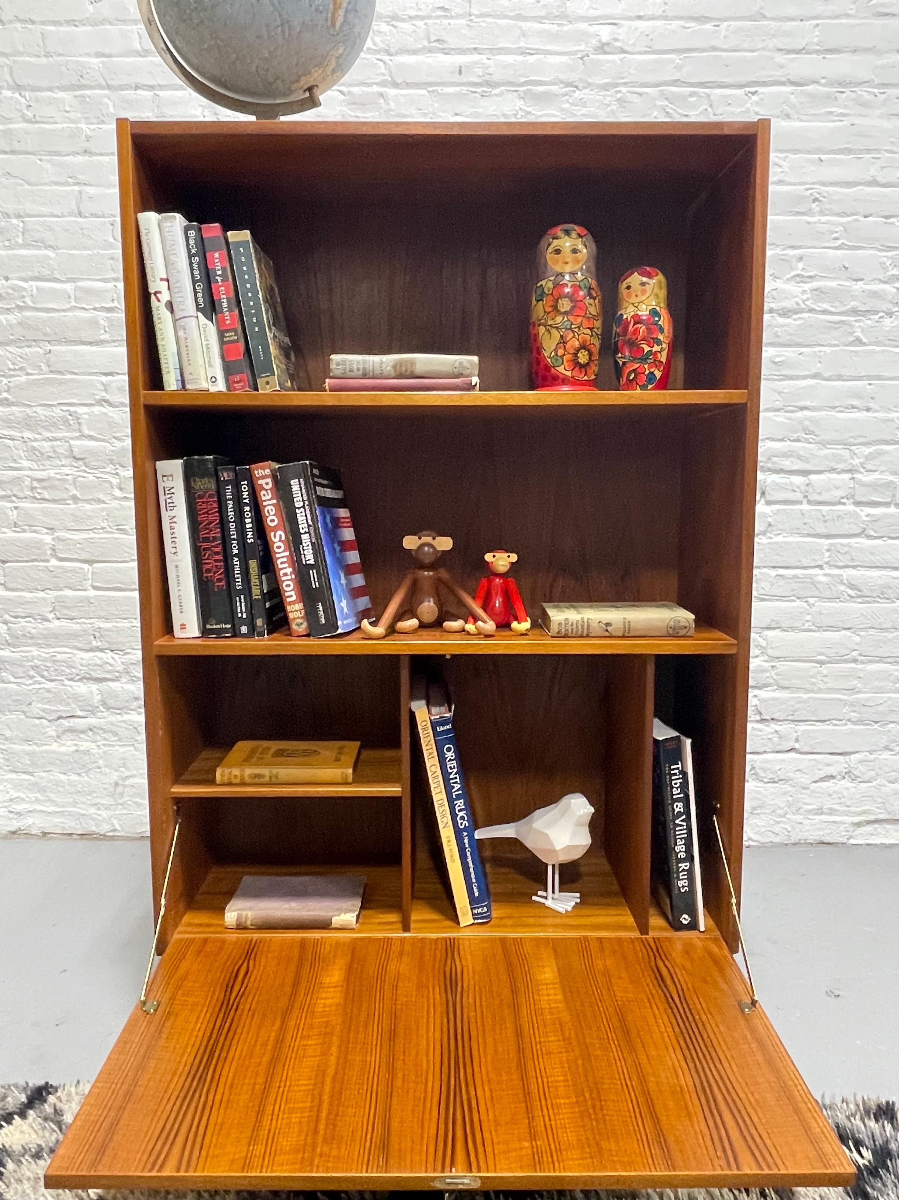 DANISH Mid Century Modern TEAK BOOKCASE / Drop Down Bar, c. 1960’s For Sale 1