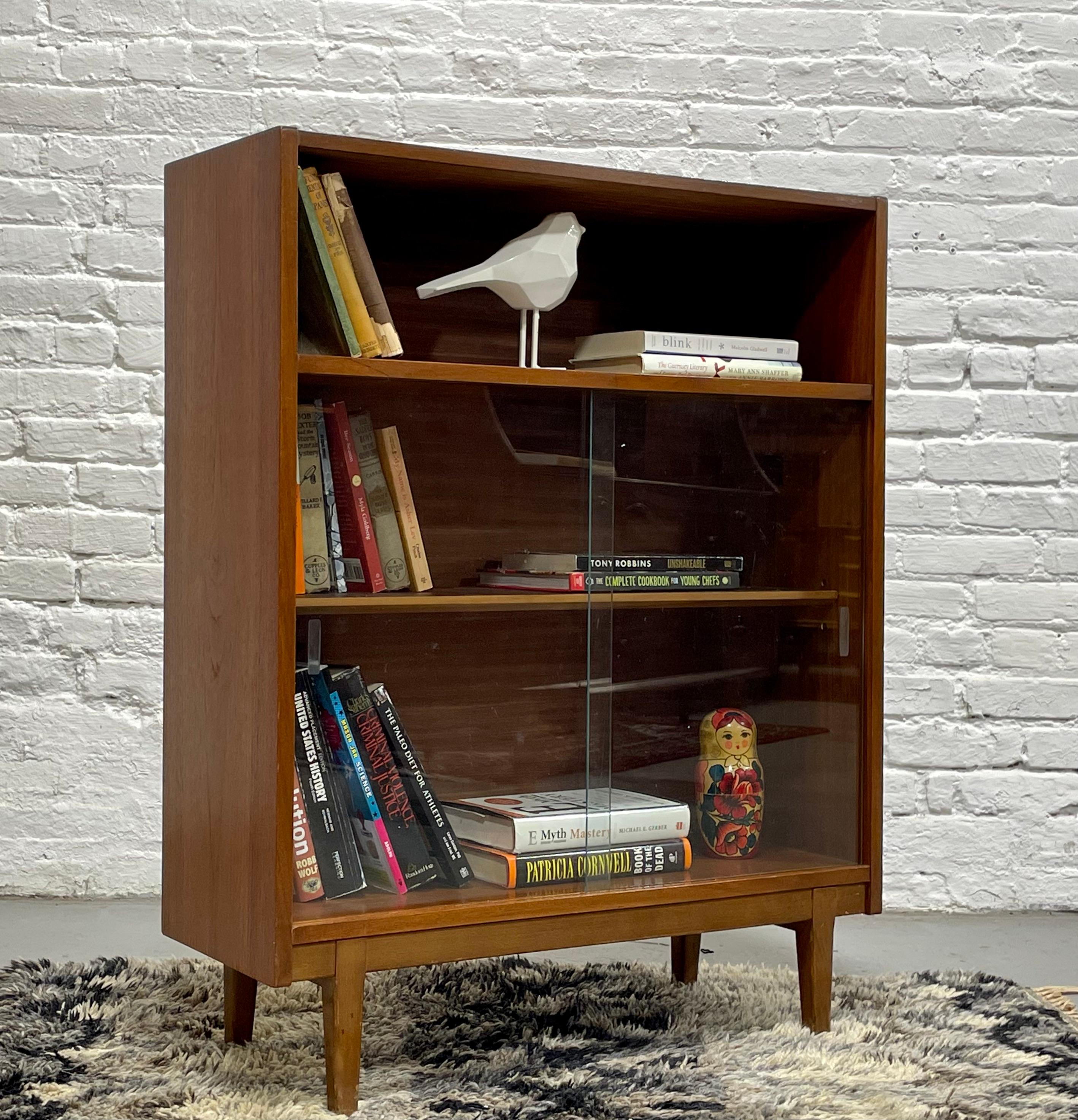 DANISH Mid Century Modern TEAK BOOKCASE + Glass Doors, c. 1960’s 6
