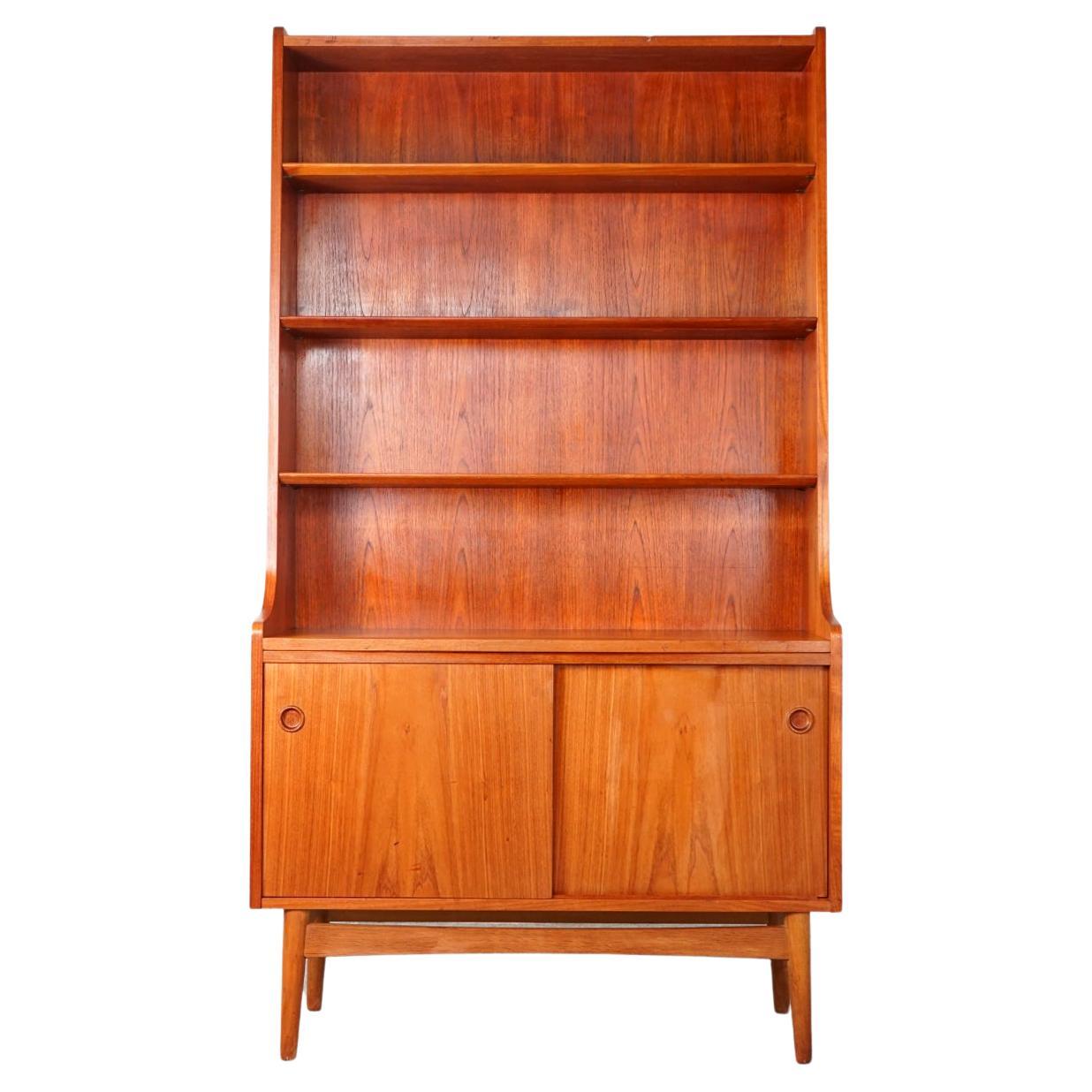 Danish Mid-Century Modern Teak Bookcase with Cabinet