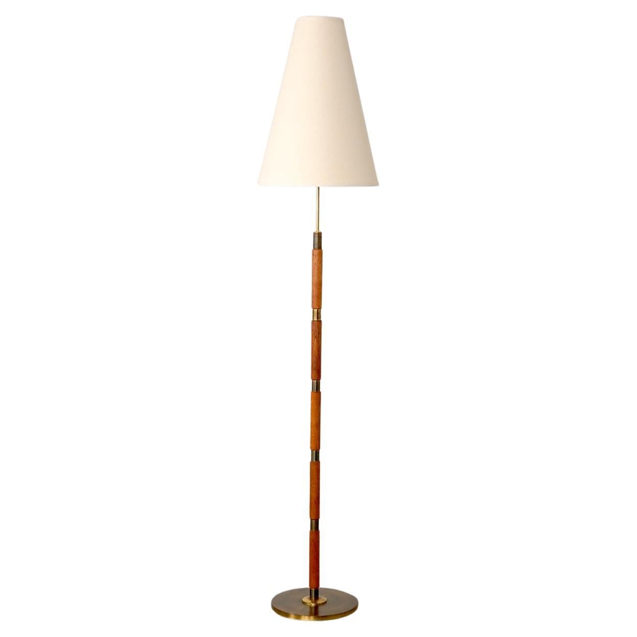 Danish MidCentury Modern Teak and Brass Floor Light For Sale at 1stDibs