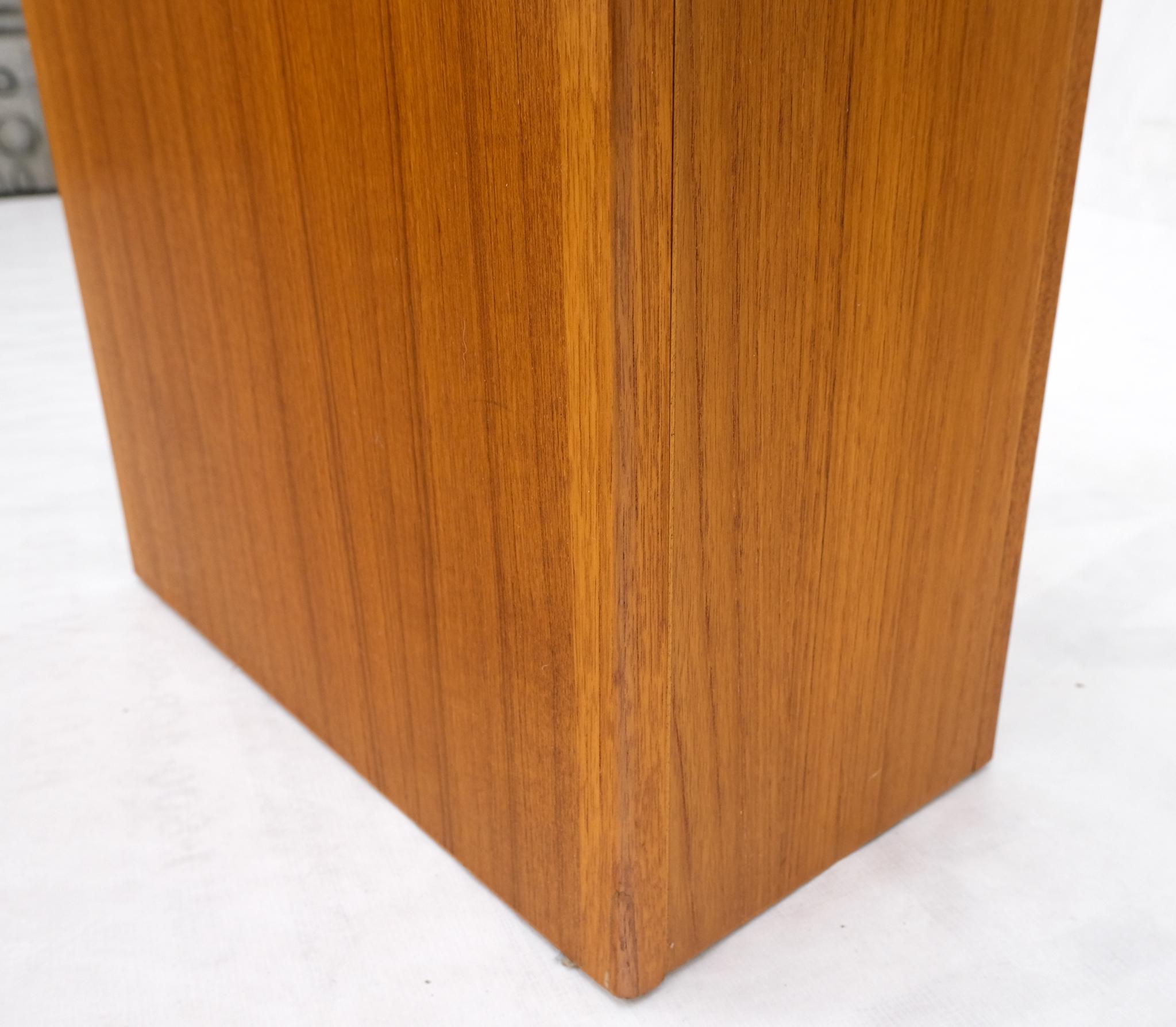 Danish Mid-Century Modern Teak Brass Glass Top Pedestal Base Console Sofa Table For Sale 6