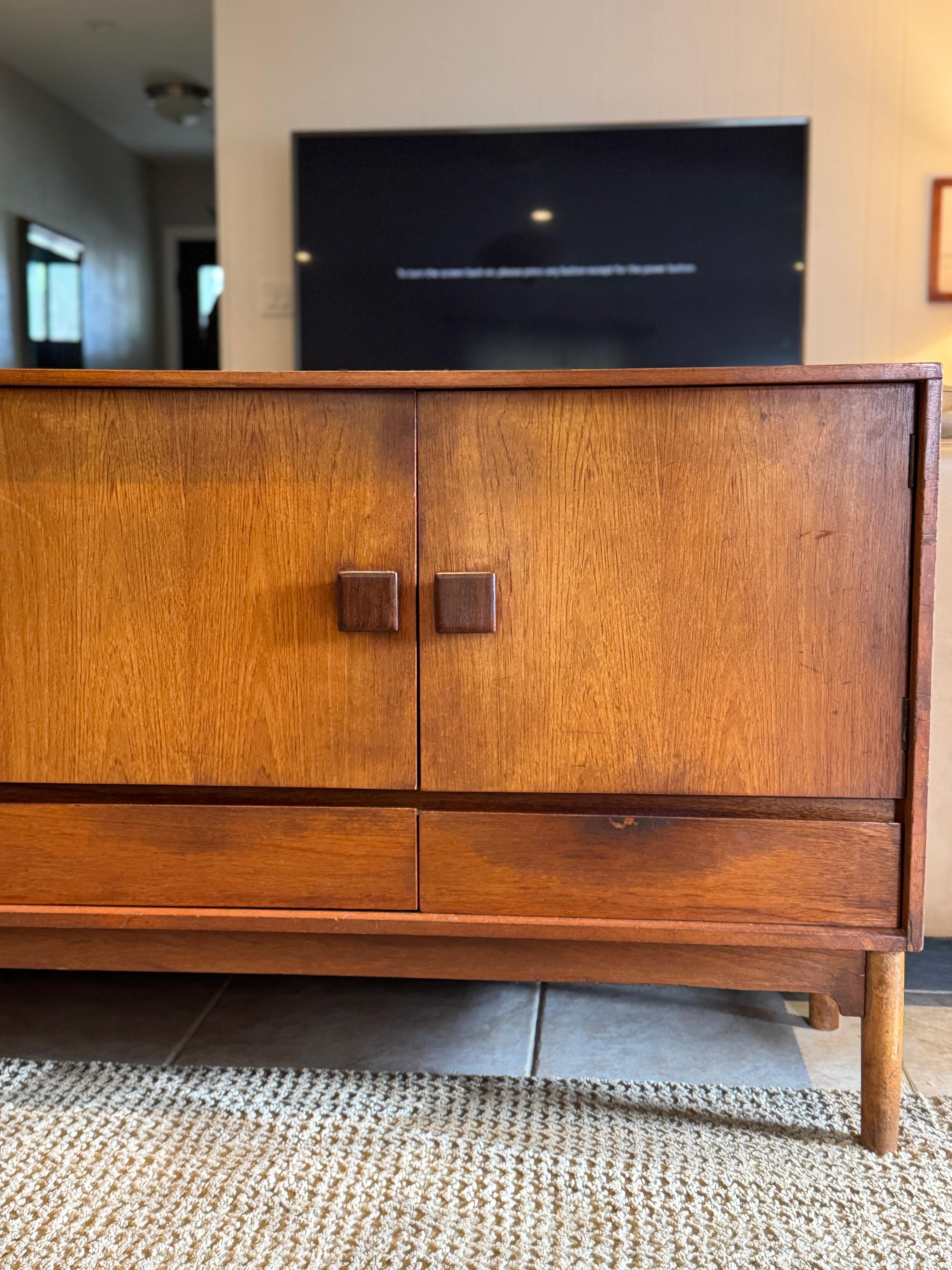 Danish mid century modern teak cocktail sideboard by Wrighton, circa 1960s For Sale 4