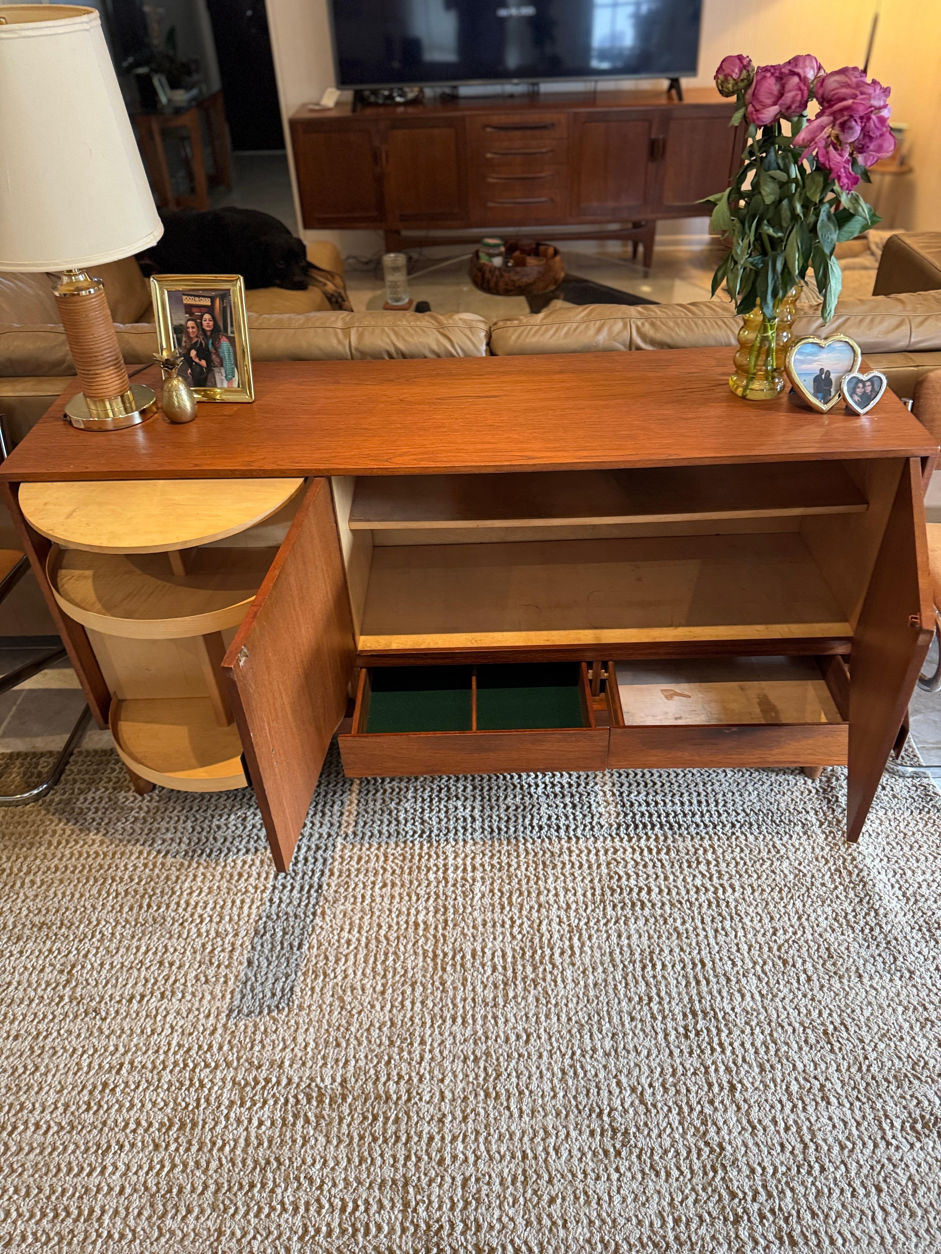 Veneer Danish mid century modern teak cocktail sideboard by Wrighton, circa 1960s For Sale