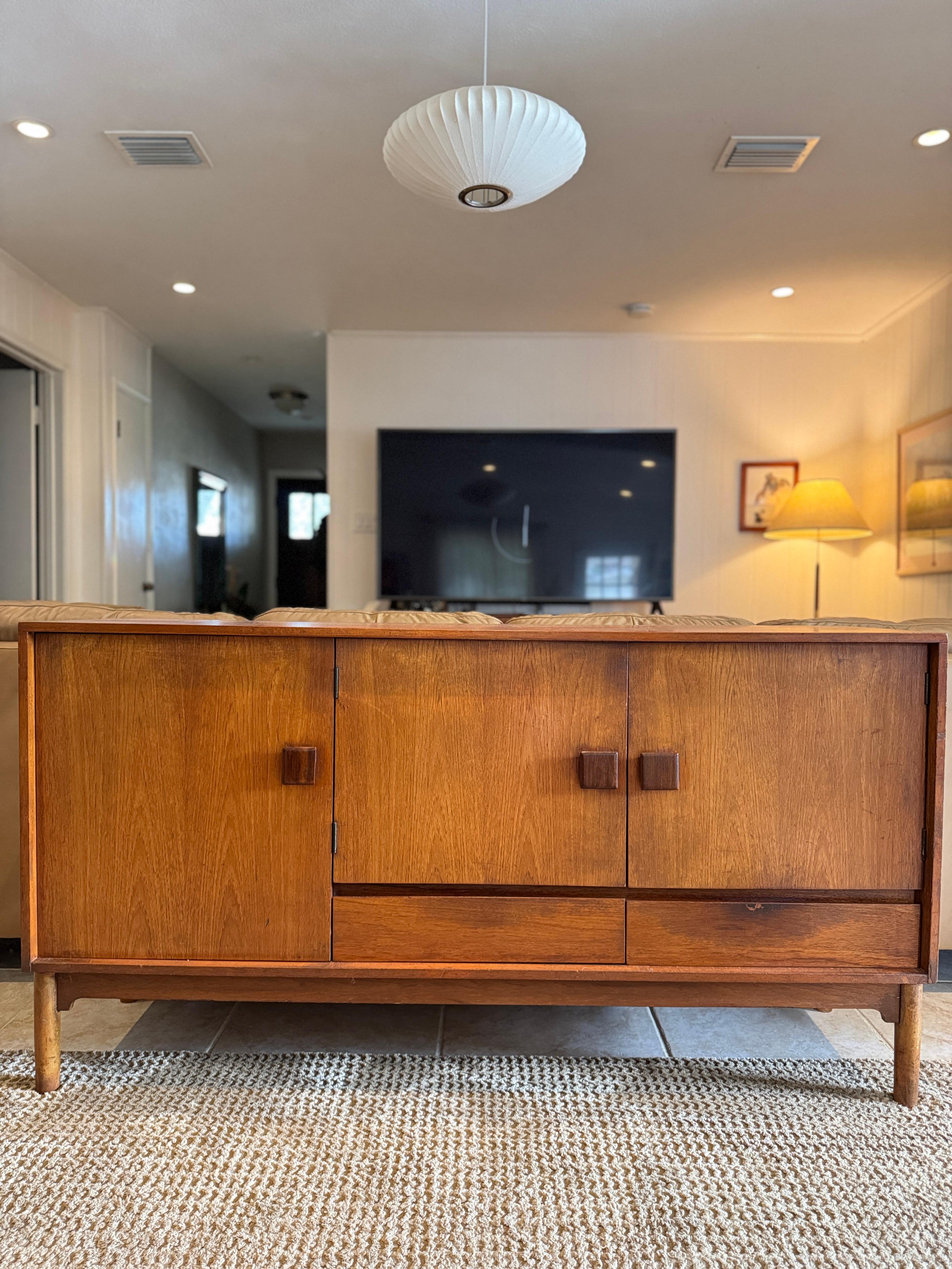 Teak Danish mid century modern teak cocktail sideboard by Wrighton, circa 1960s For Sale