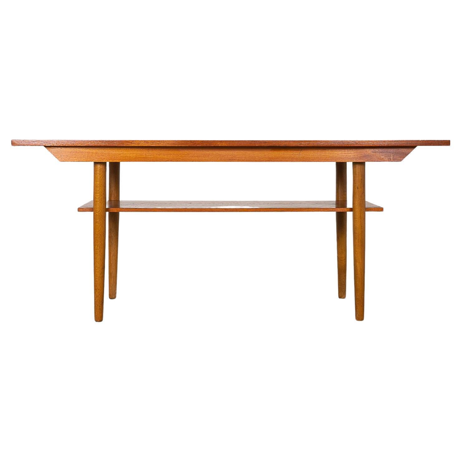 MidCentury Modern Danish Teak Slat Shelf Coffee Table at 1stDibs
