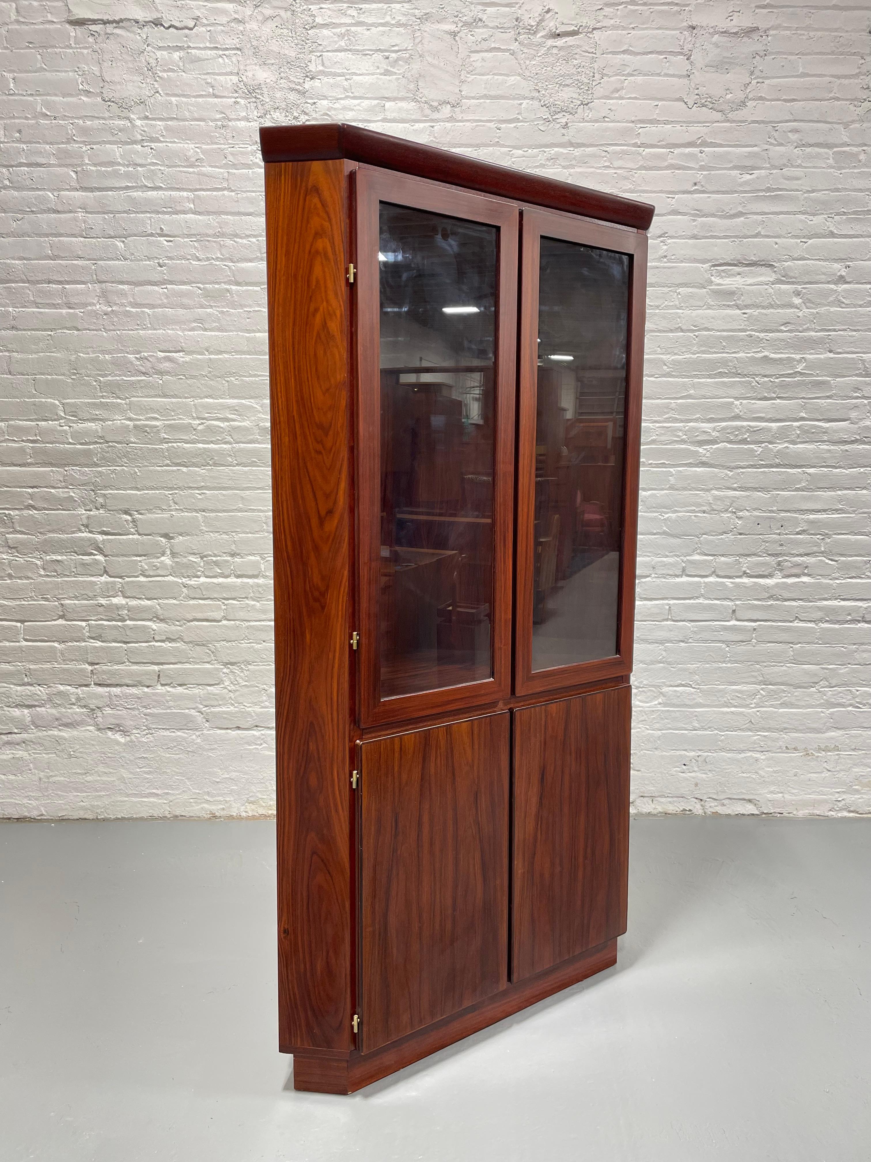 Mid-Century Modern DANISH Mid Century Modern TEAK CORNER Bookcase / China Cabinet by Skovby For Sale