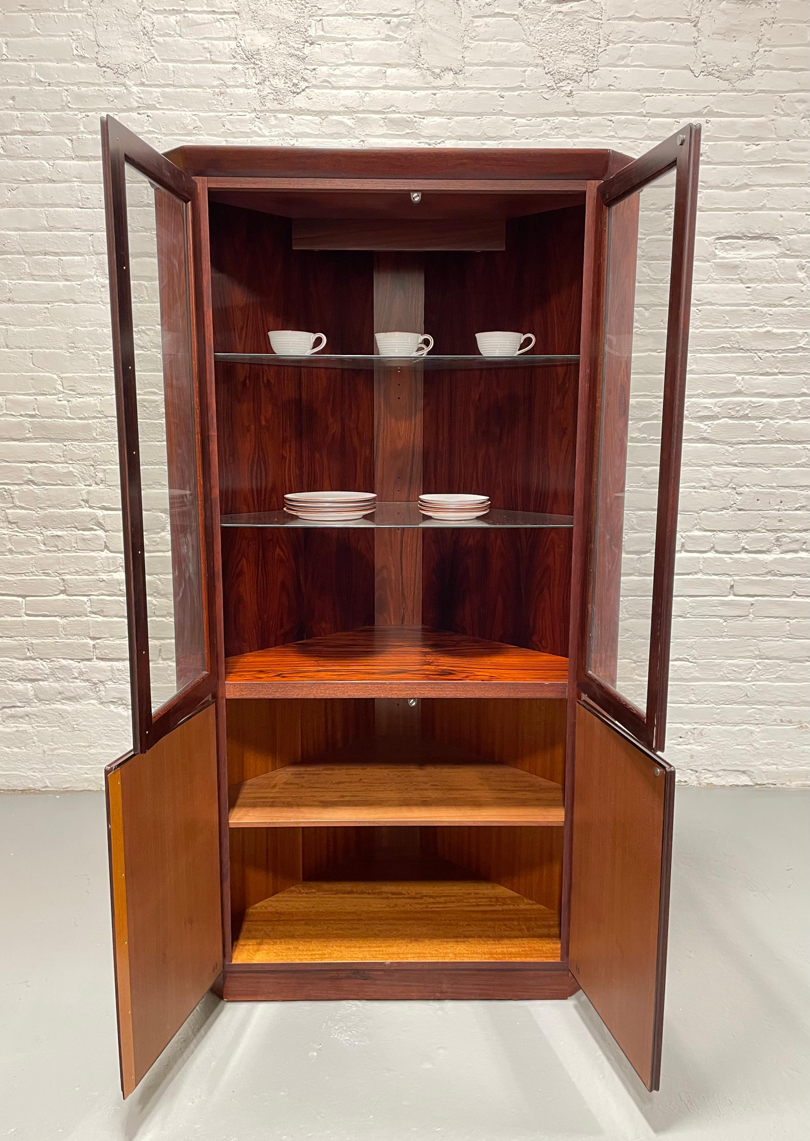 DANISH Mid Century Modern TEAK CORNER Bookcase / China Cabinet by Skovby For Sale 1