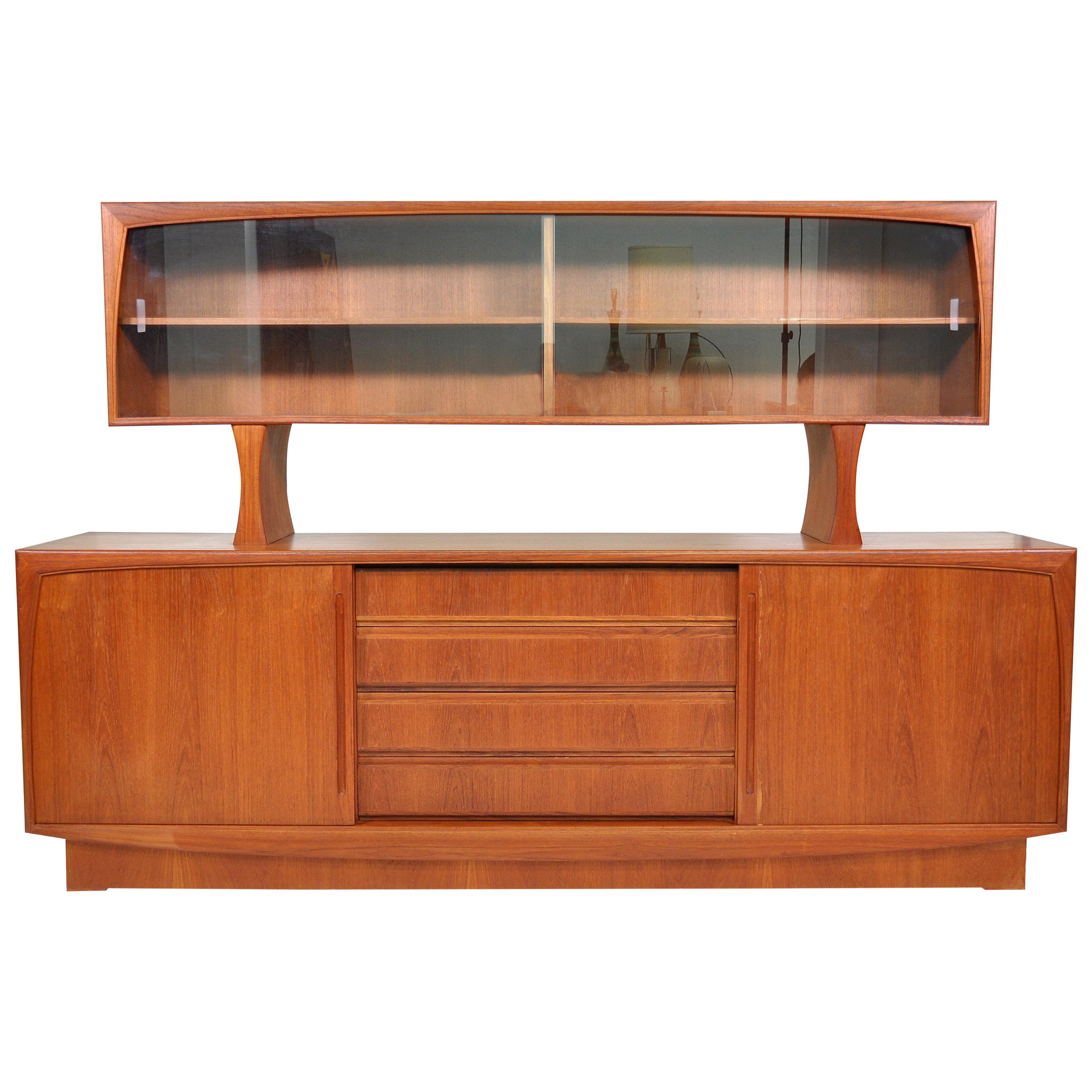 Danish Mid-Century Modern Teak Credenza and Hutch