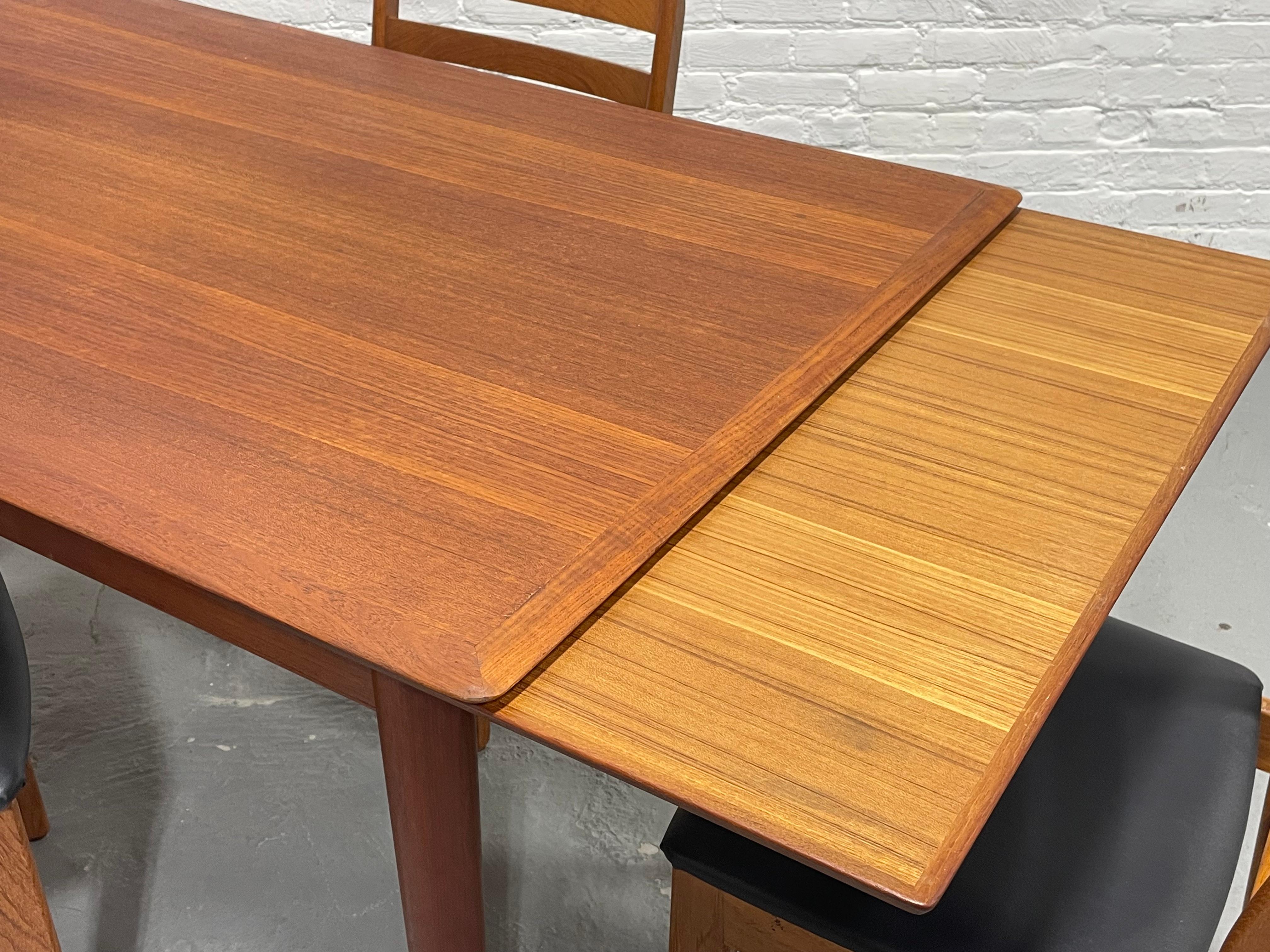 DANISH Mid Century Modern Teak DINING TABLE, Hidden Leaves, c. 1960’s For Sale 5