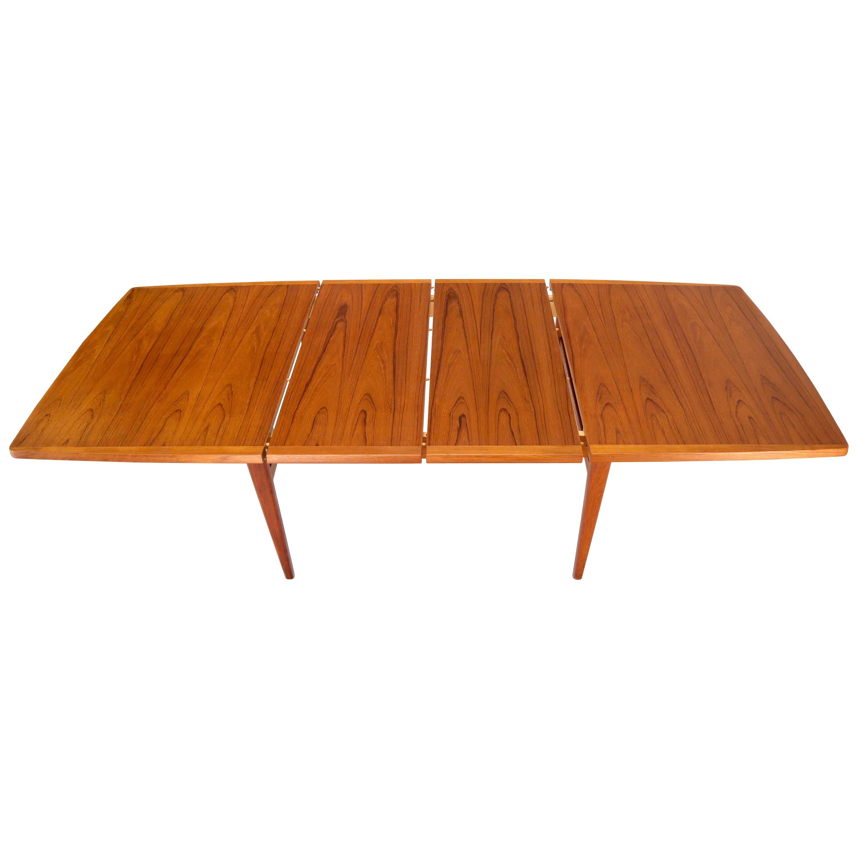 Danish Mid-Century Modern Teak Dining Table with Two Extension Boards Leaves