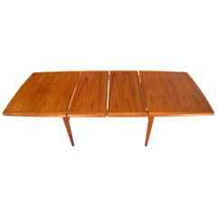 Danish Mid-Century Modern Teak Dining Table with Two Extension Boards Leaves