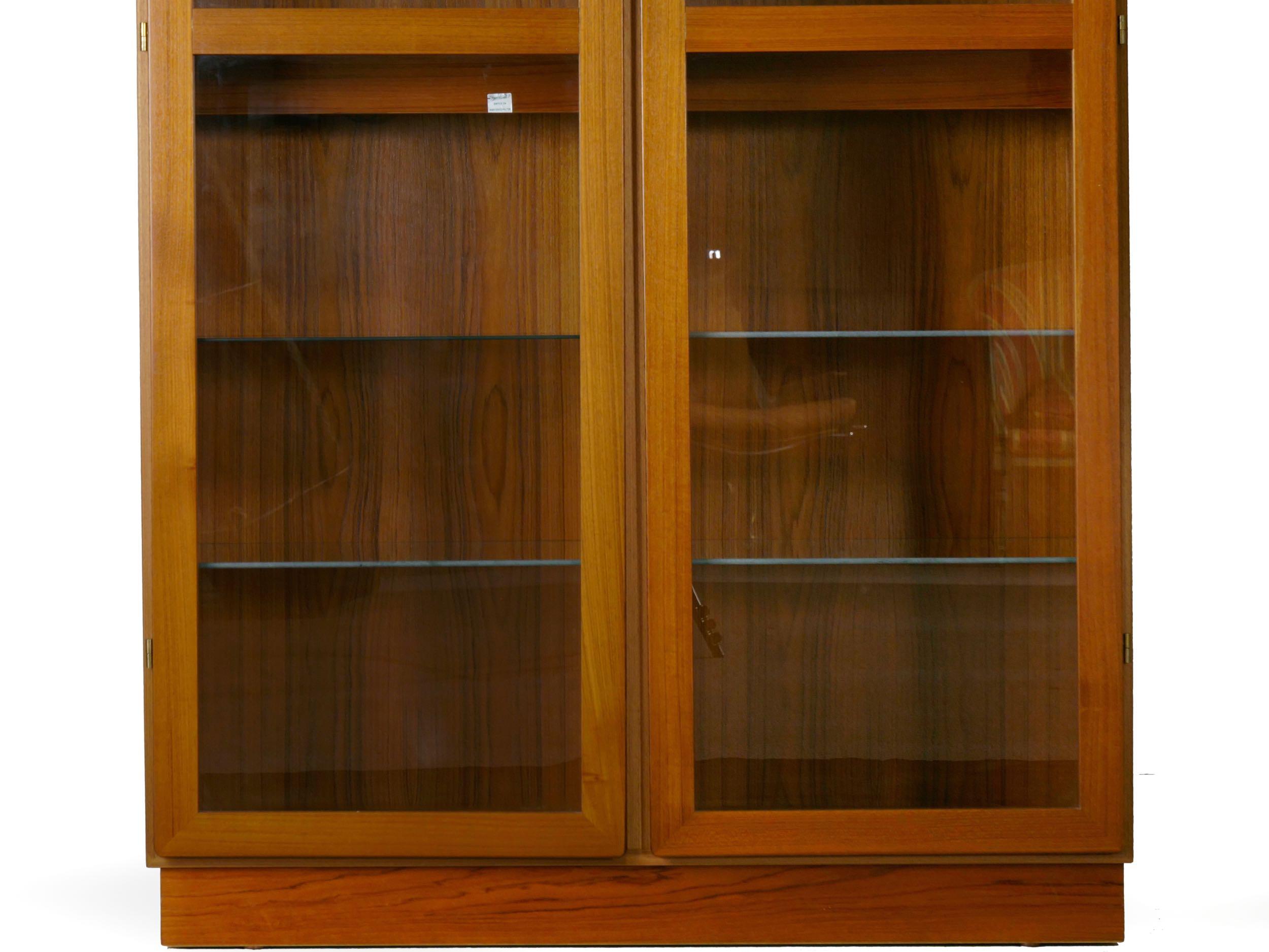 Glass Danish Mid-Century Modern Teak Display Cabinet Bookshelf by Skovby
