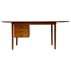 Vintage DANISH Mid Century Modern TEAK Double Sided DESK + Drop Leaf, 1960's