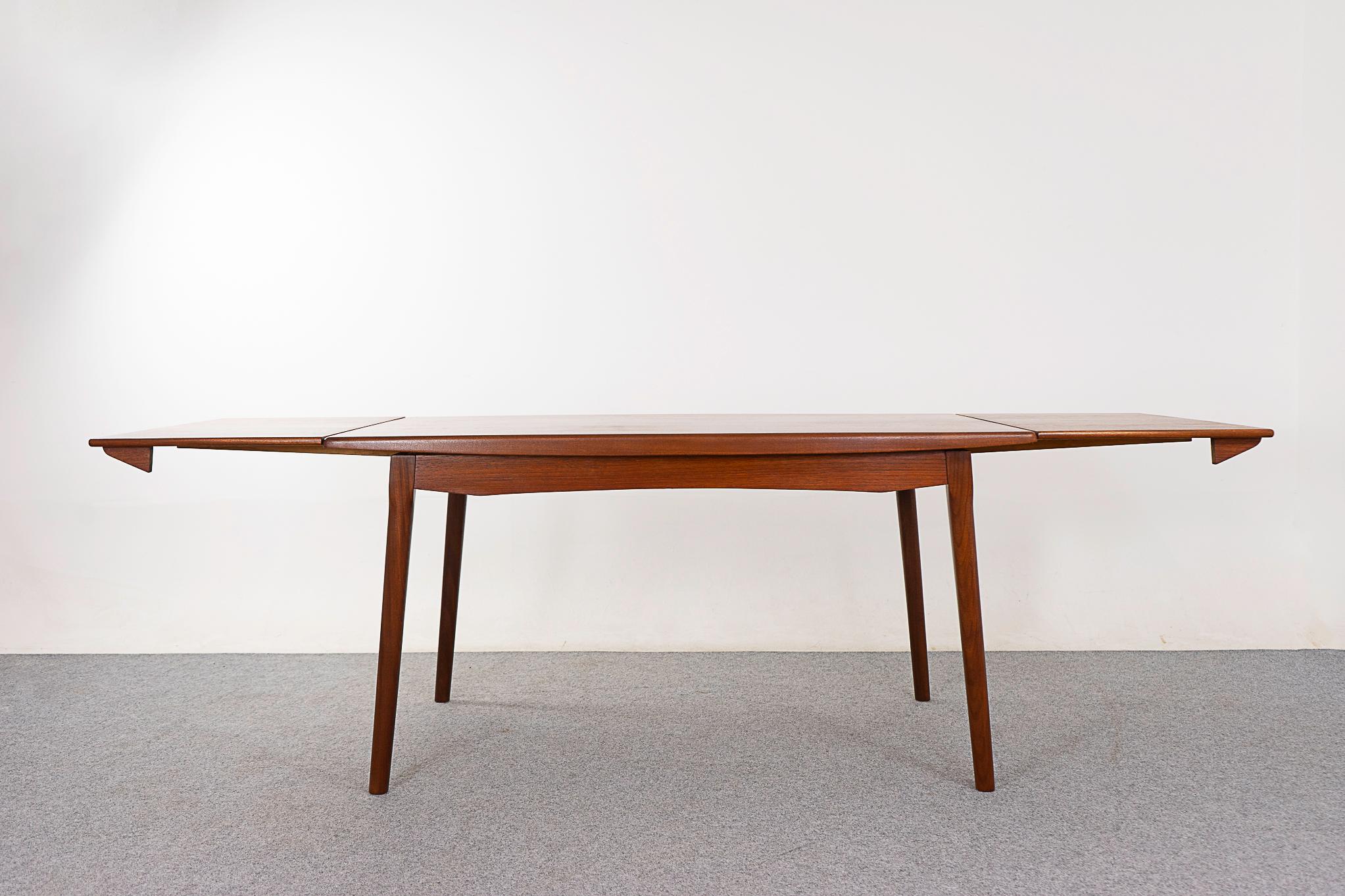 Mid-20th Century Danish Mid-Century Modern Teak Drawleaf Dining Table For Sale