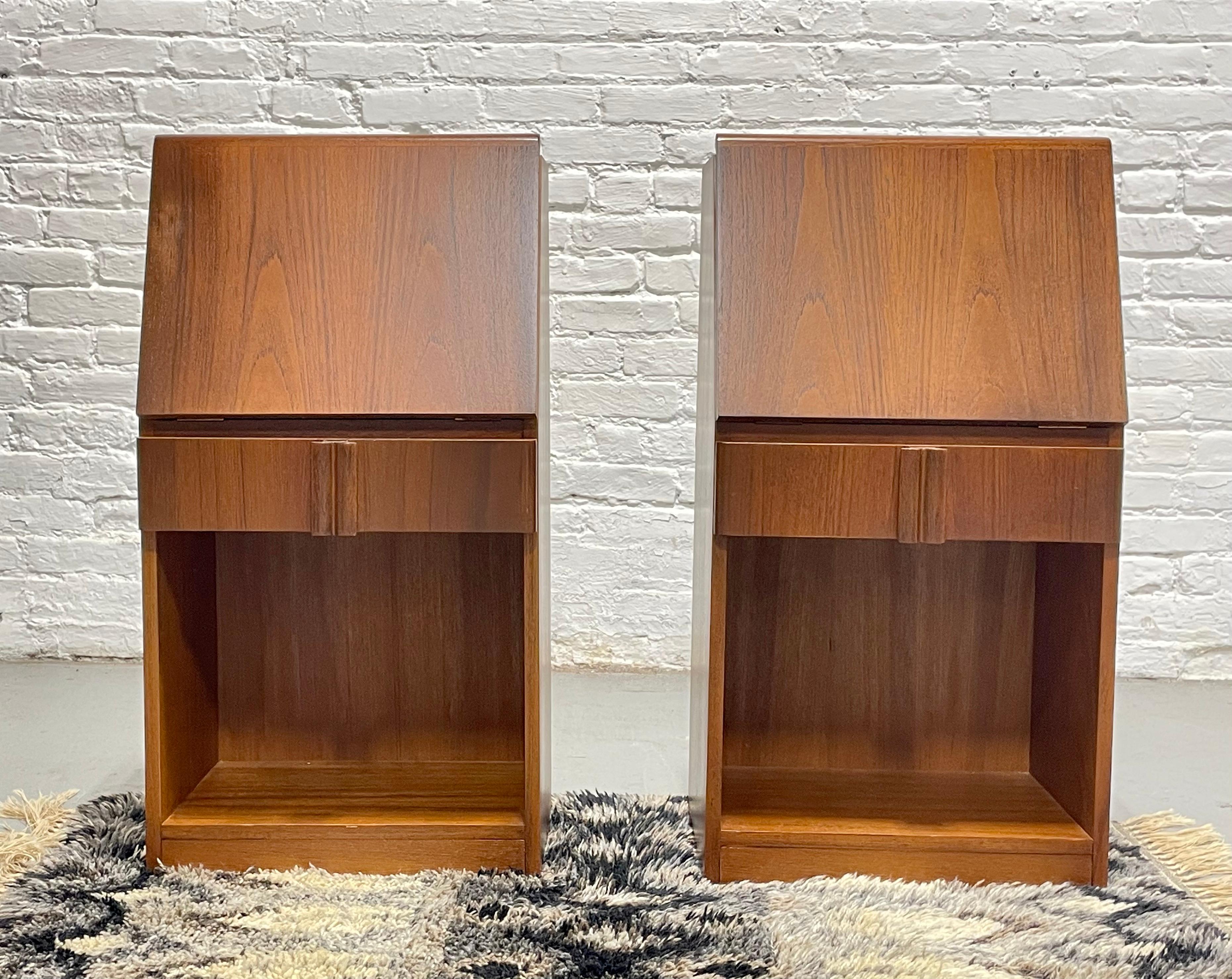 DANISH Mid Century MODERN Teak Drop Down NIGHTSTANDS by Nordisk Andels-Eksport 6