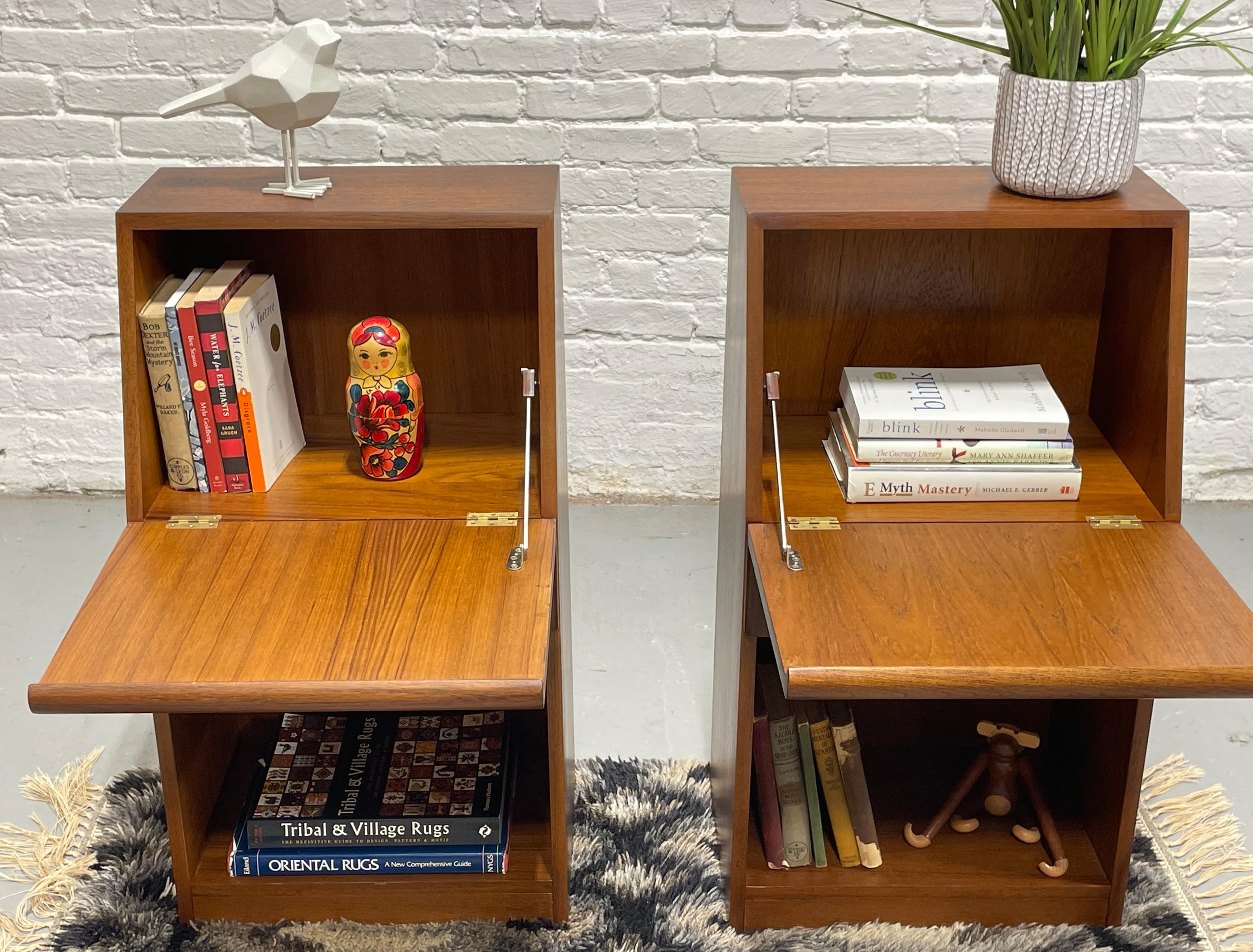 DANISH Mid Century MODERN Teak Drop Down NIGHTSTANDS by Nordisk Andels-Eksport 7