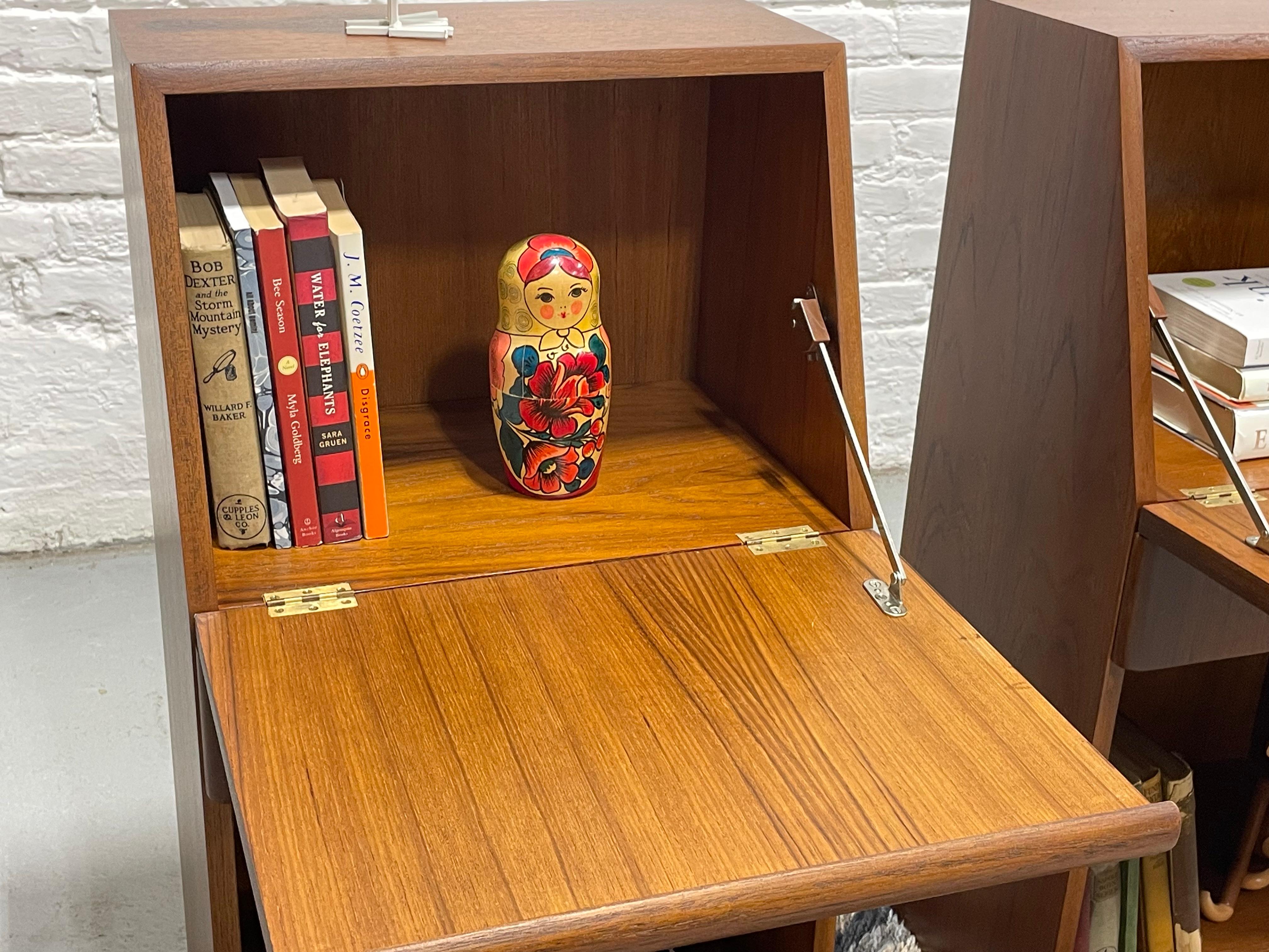 DANISH Mid Century MODERN Teak Drop Down NIGHTSTANDS by Nordisk Andels-Eksport 8