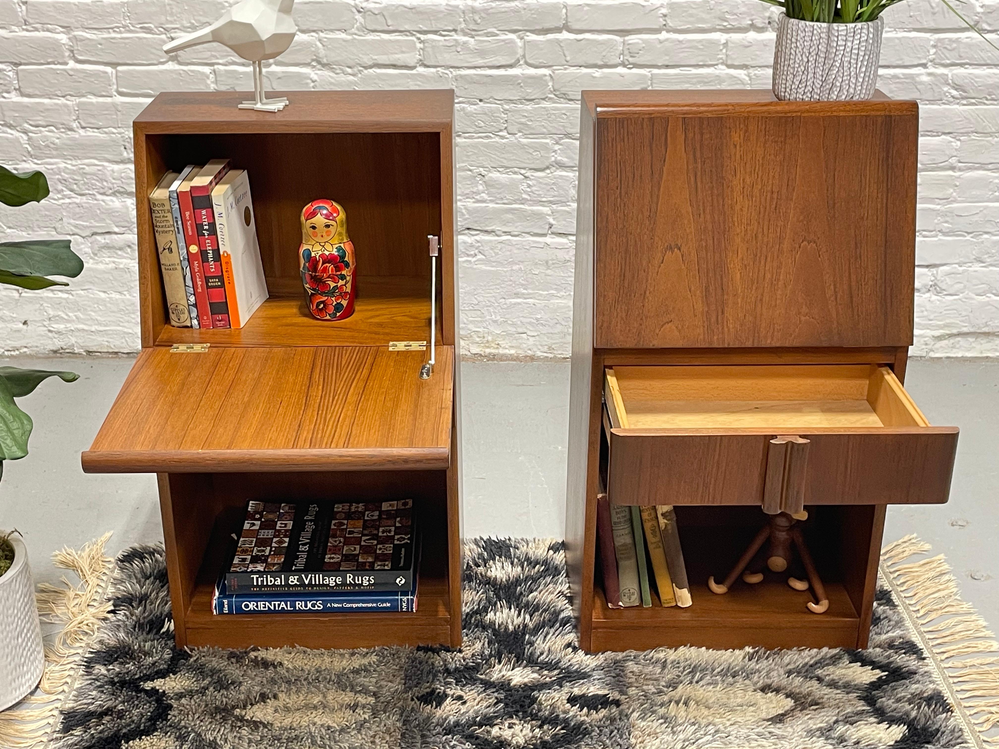 DANISH Mid Century MODERN Teak Drop Down NIGHTSTANDS by Nordisk Andels-Eksport 9