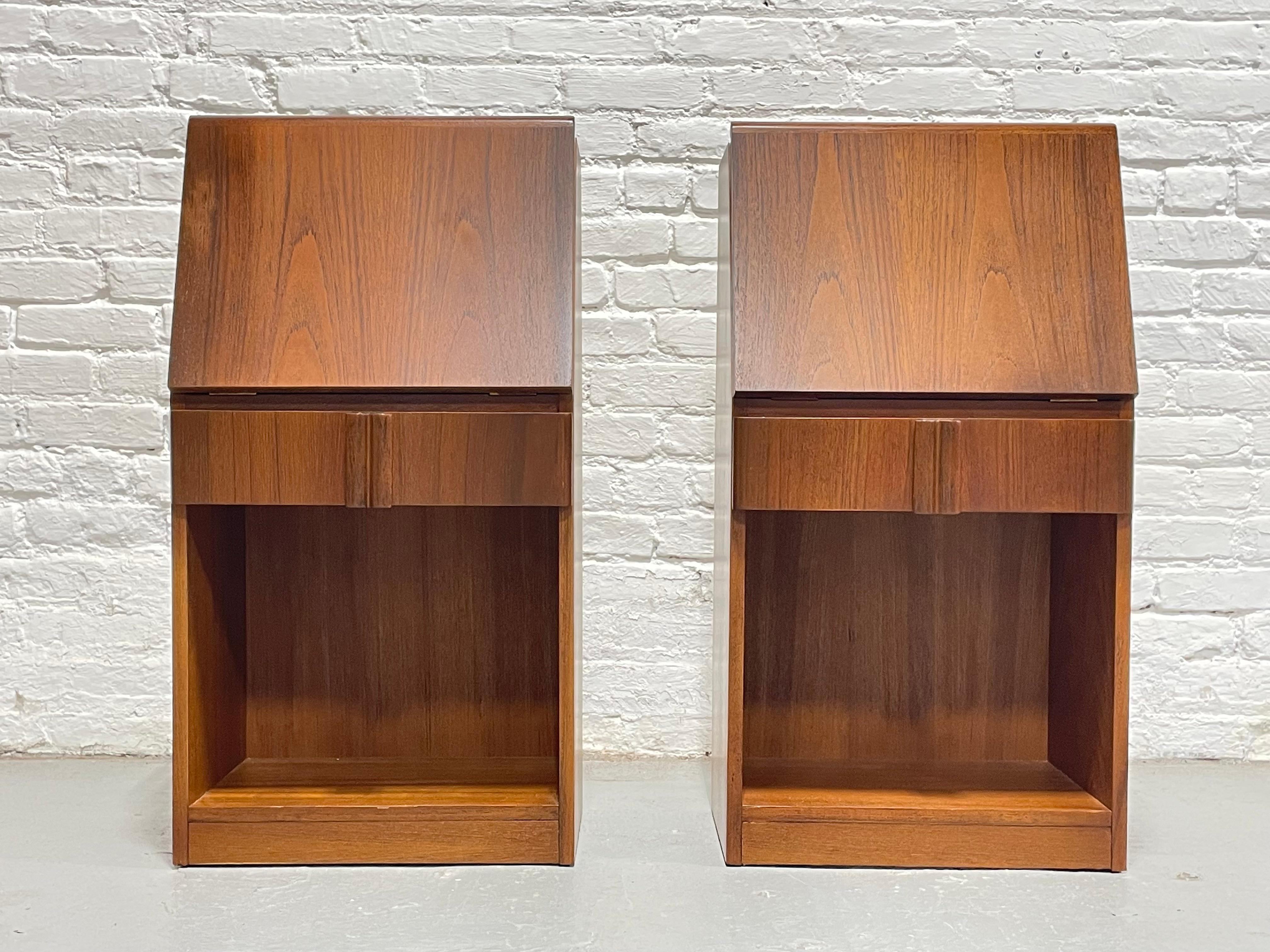 Mid-20th Century DANISH Mid Century MODERN Teak Drop Down NIGHTSTANDS by Nordisk Andels-Eksport