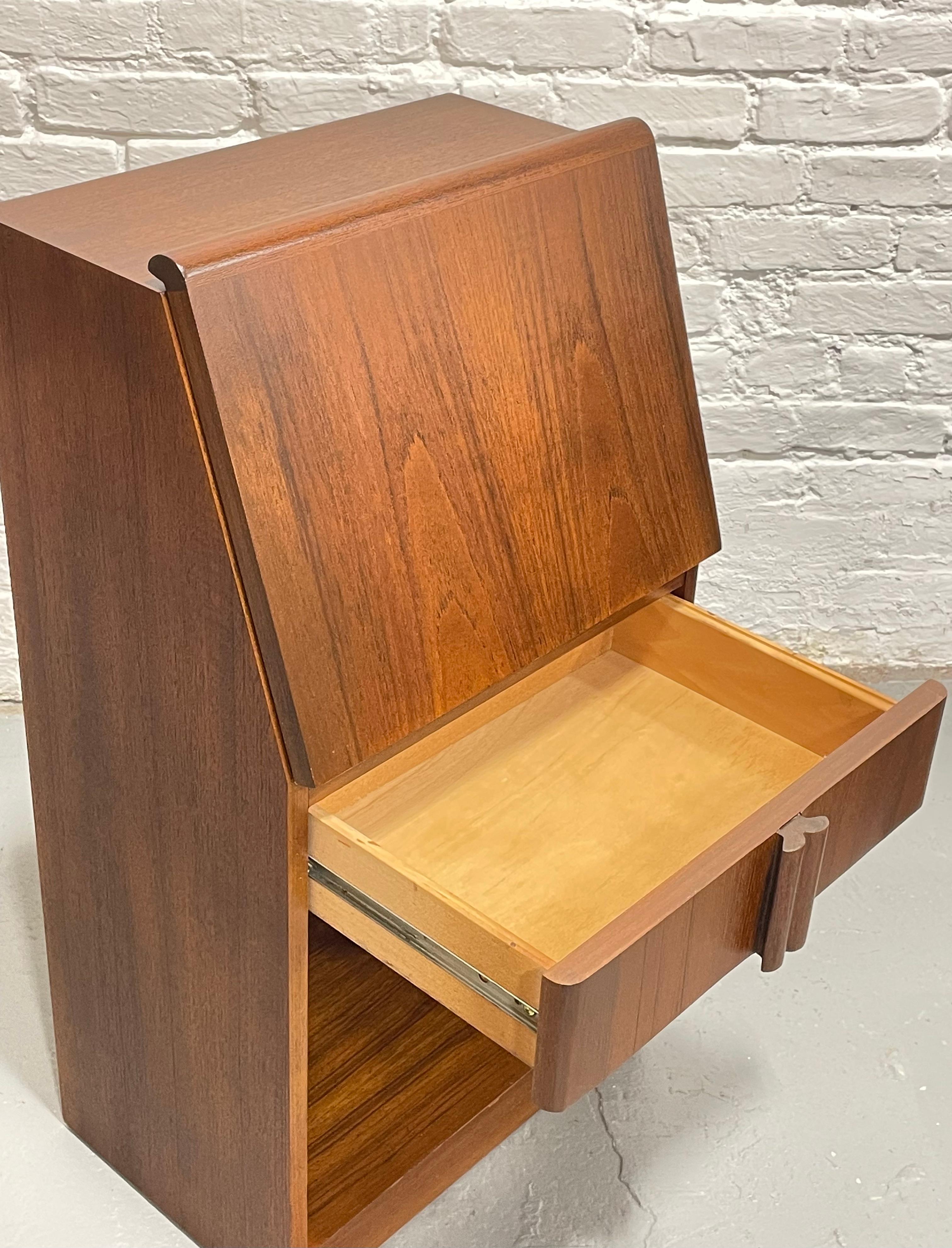 DANISH Mid Century MODERN Teak Drop Down NIGHTSTANDS by Nordisk Andels-Eksport 1